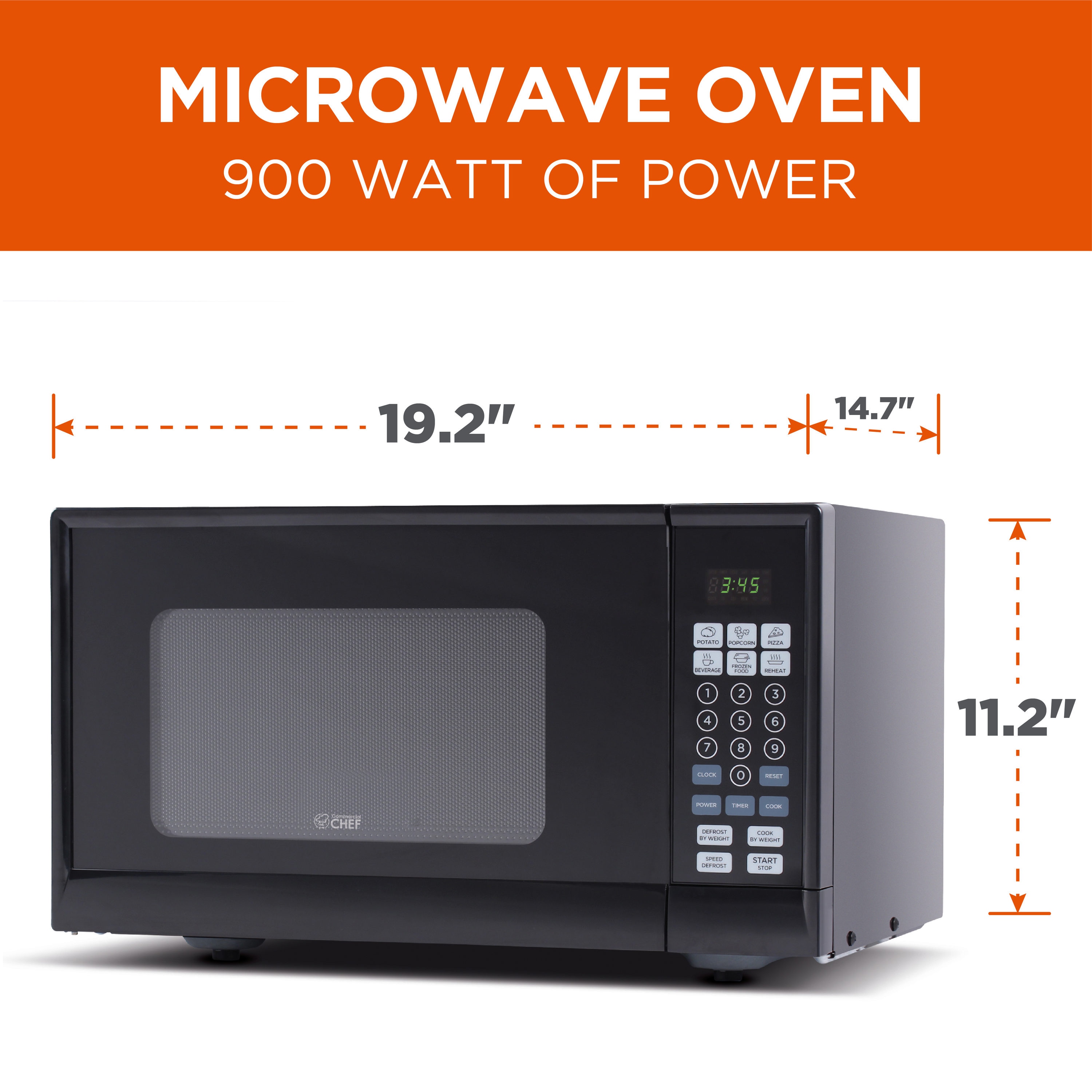 Horno de Microondas de Encimera de 0.9 pies cúbicos (Menos de 1.5 pies cúbicos) de 900 Watts (Negro)