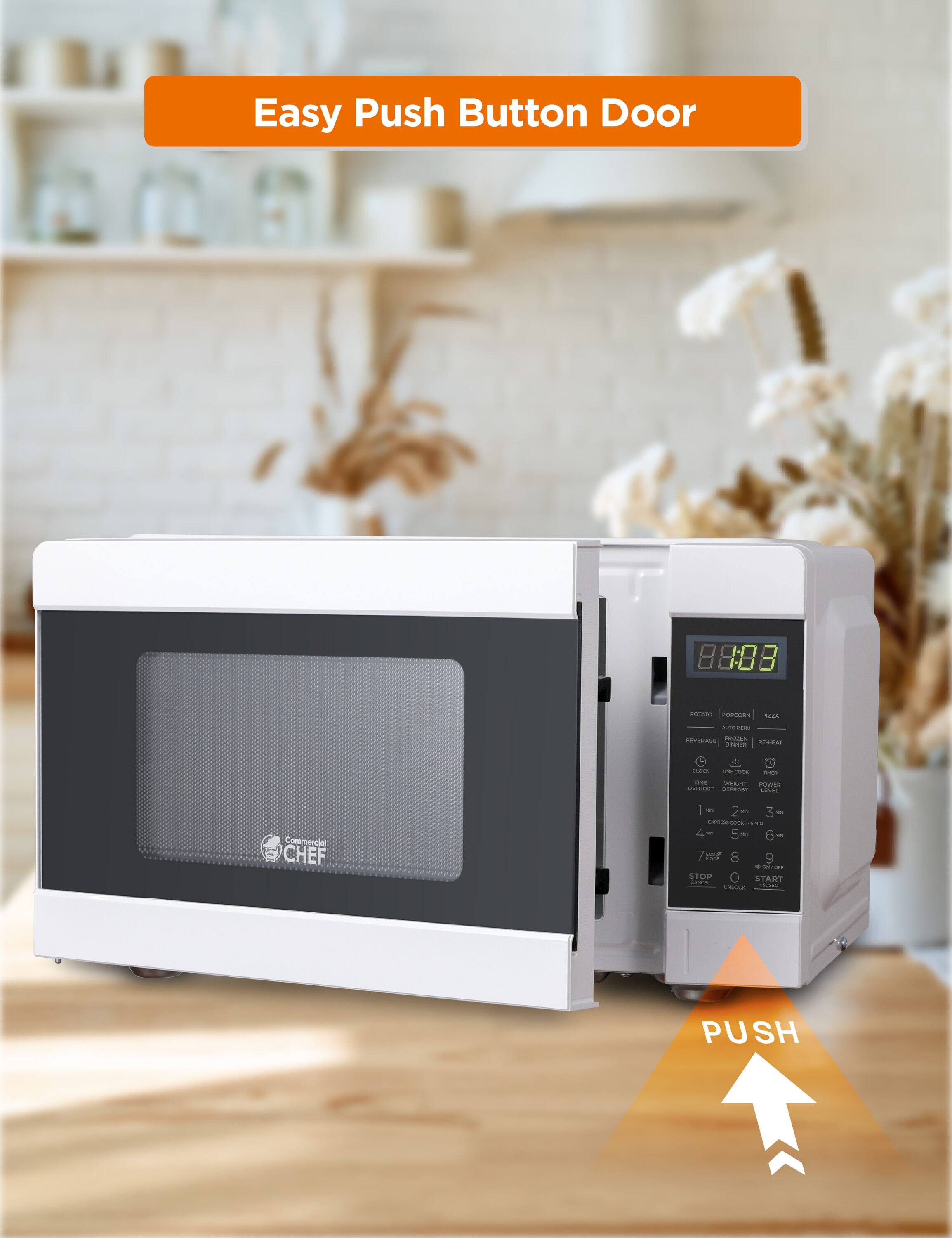 Horno de Microondas de Encimera de 0.9 pies cúbicos (Menos de 1.5 pies cúbicos) y 900 Watts (Blanco) CHM990W