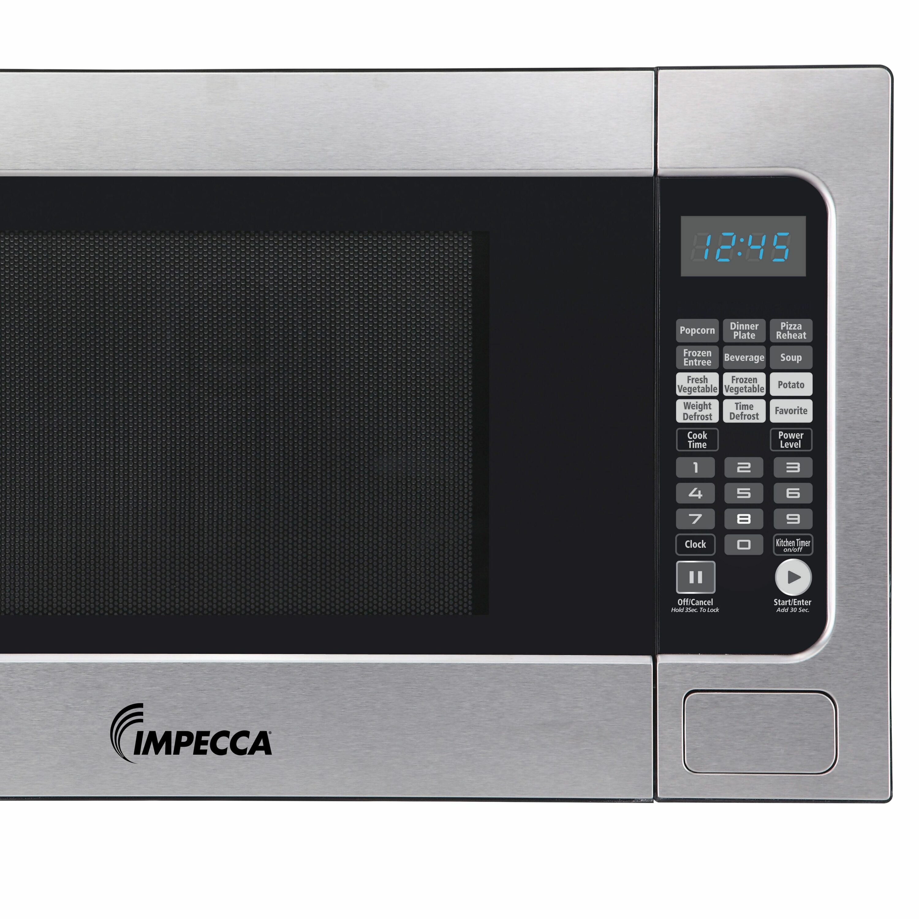 Microondas de mostrador de acero inoxidable de 2.2 pies cúbicos (más grande que 1.5 pies cúbicos) con controles de cocción por sensor de 1200 vatios Impecca WCM2200ST697