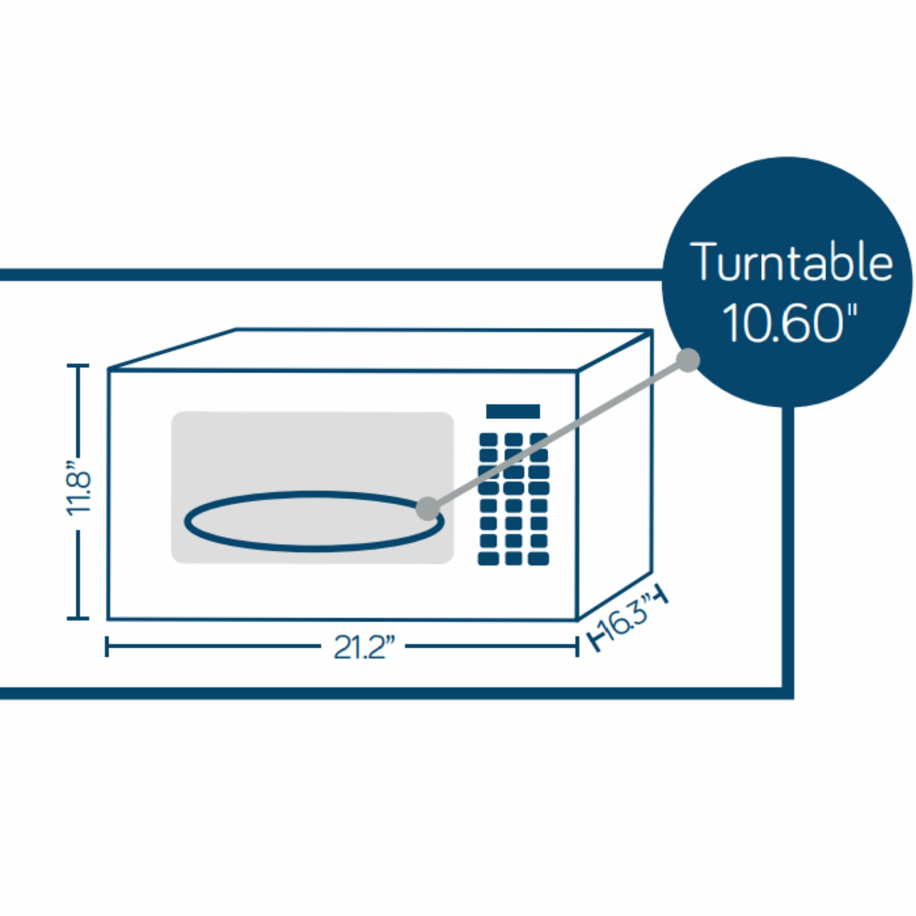 Horno de microondas de 1.1 pies cúbicos y 1000 vatios de potencia media para encimera (blanco)