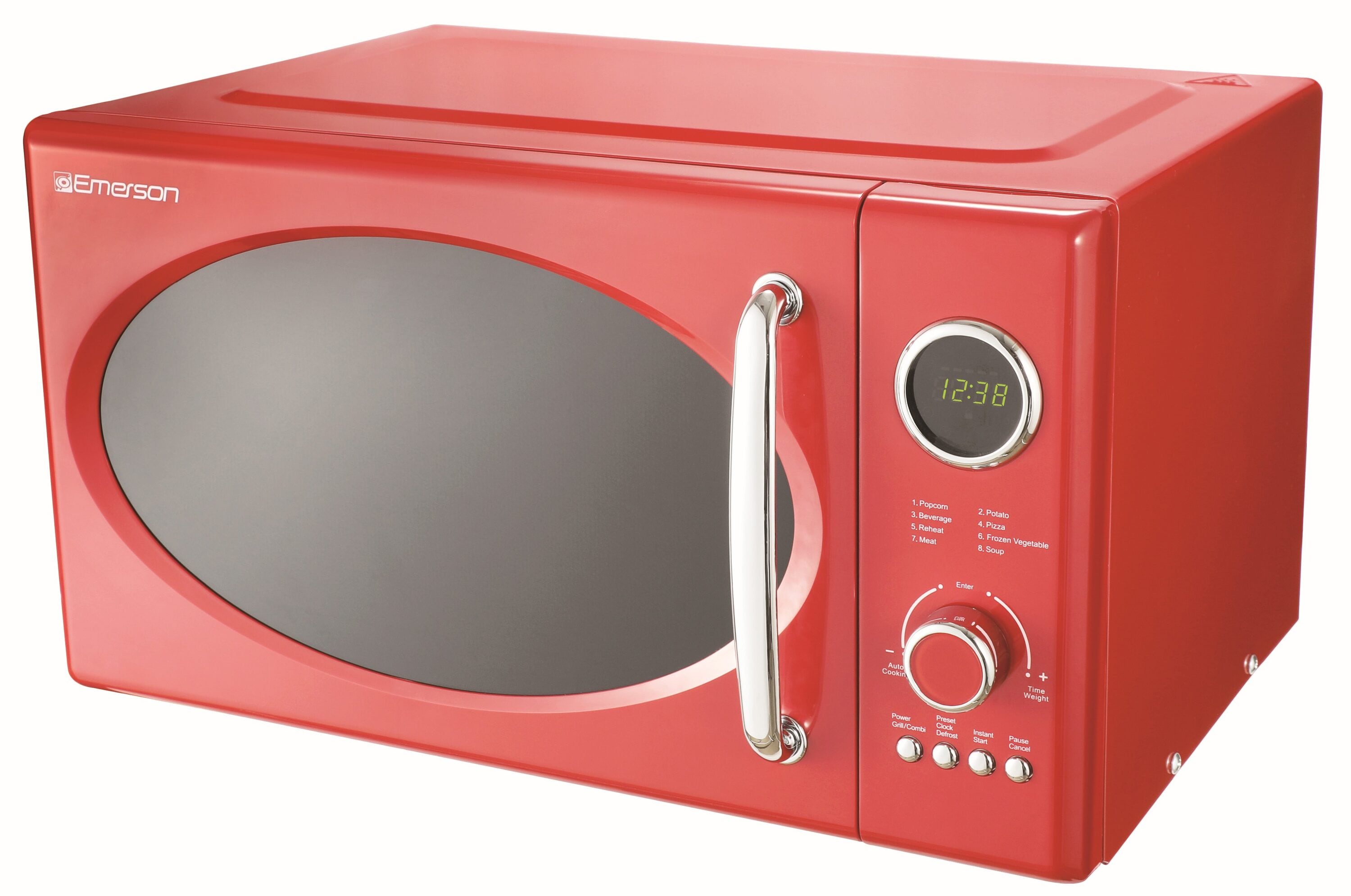 Radio Emerson de 0.9 pies cúbicos Pequeño (Menos de 1.5 pies cúbicos) 800 watts de Potencia en Color Rojo para la Cocina