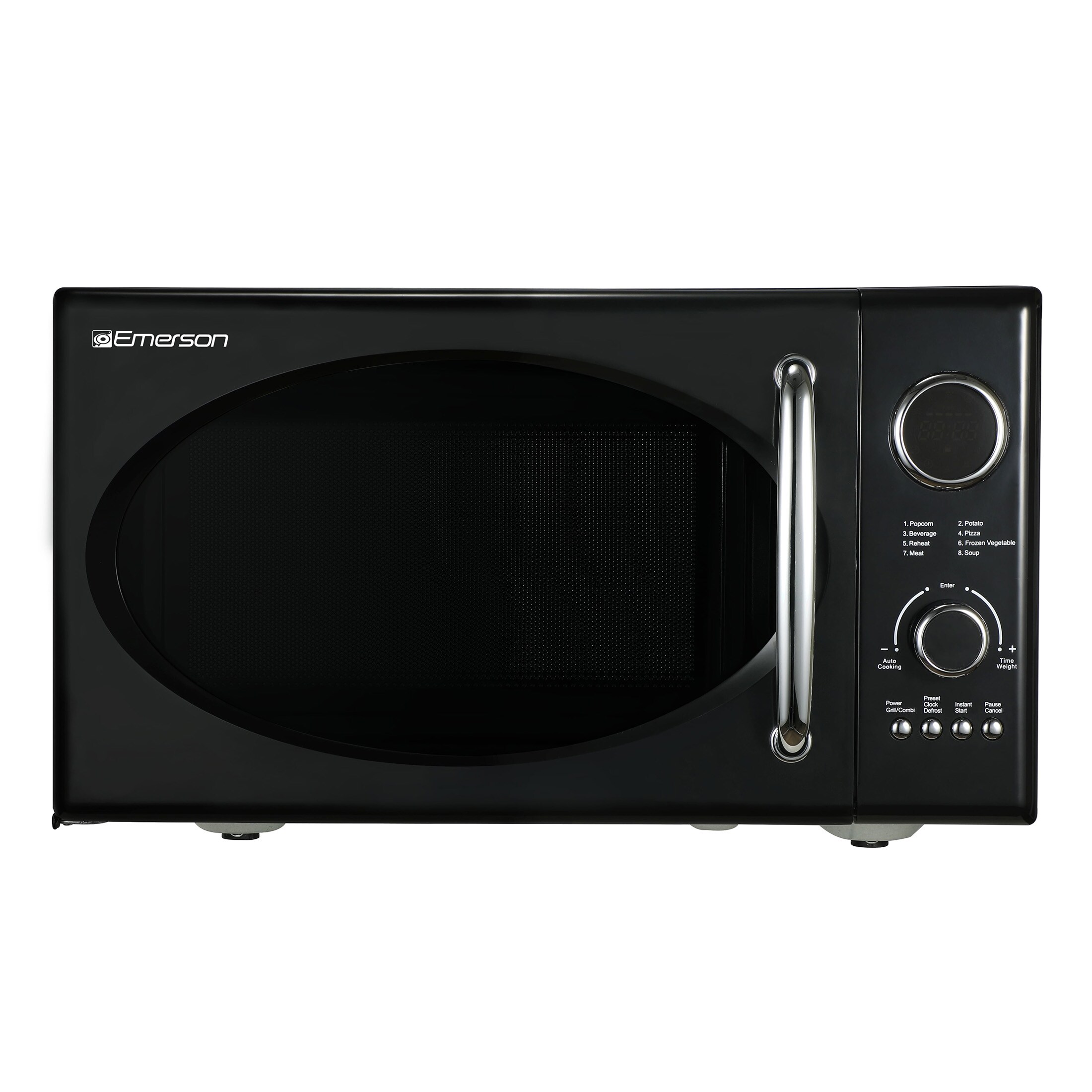 Microondas de mostrador Emerson 0.9 pies cúbicos (menos de 1.5 pies cúbicos) de 800 vatios (Negro) MWRG0901BK