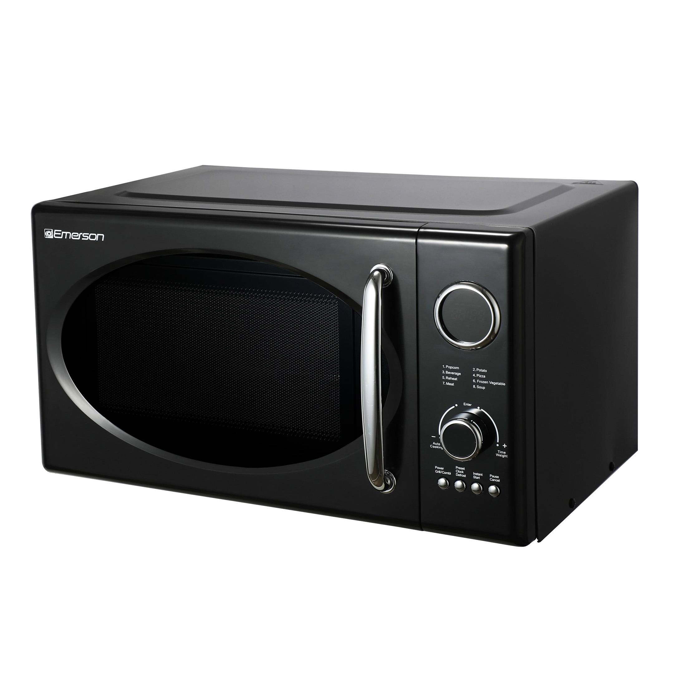 Microondas de mostrador Emerson 0.9 pies cúbicos (menos de 1.5 pies cúbicos) de 800 vatios (Negro) MWRG0901BK