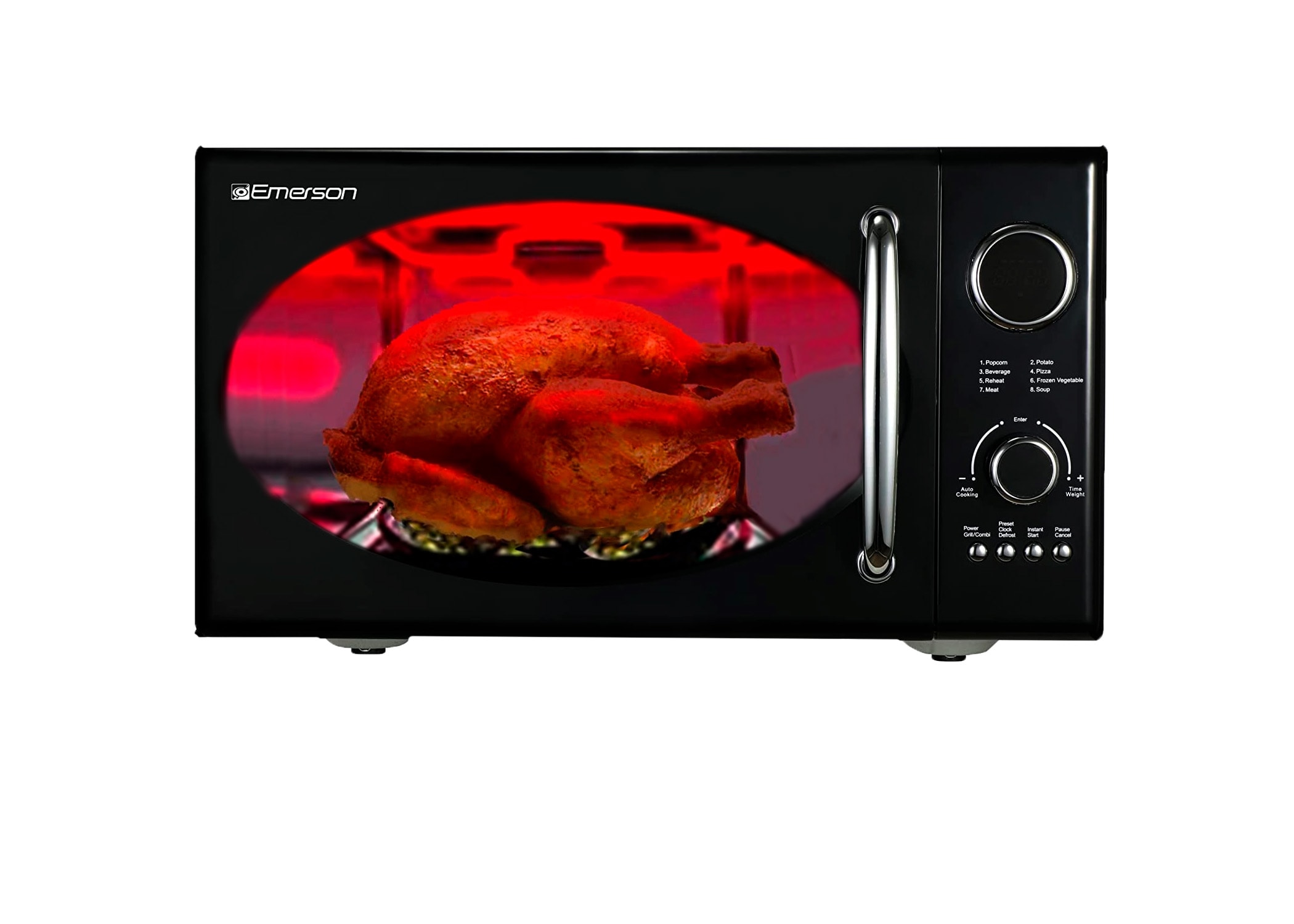 Microondas de mostrador Emerson 0.9 pies cúbicos (menos de 1.5 pies cúbicos) de 800 vatios (Negro) MWRG0901BK