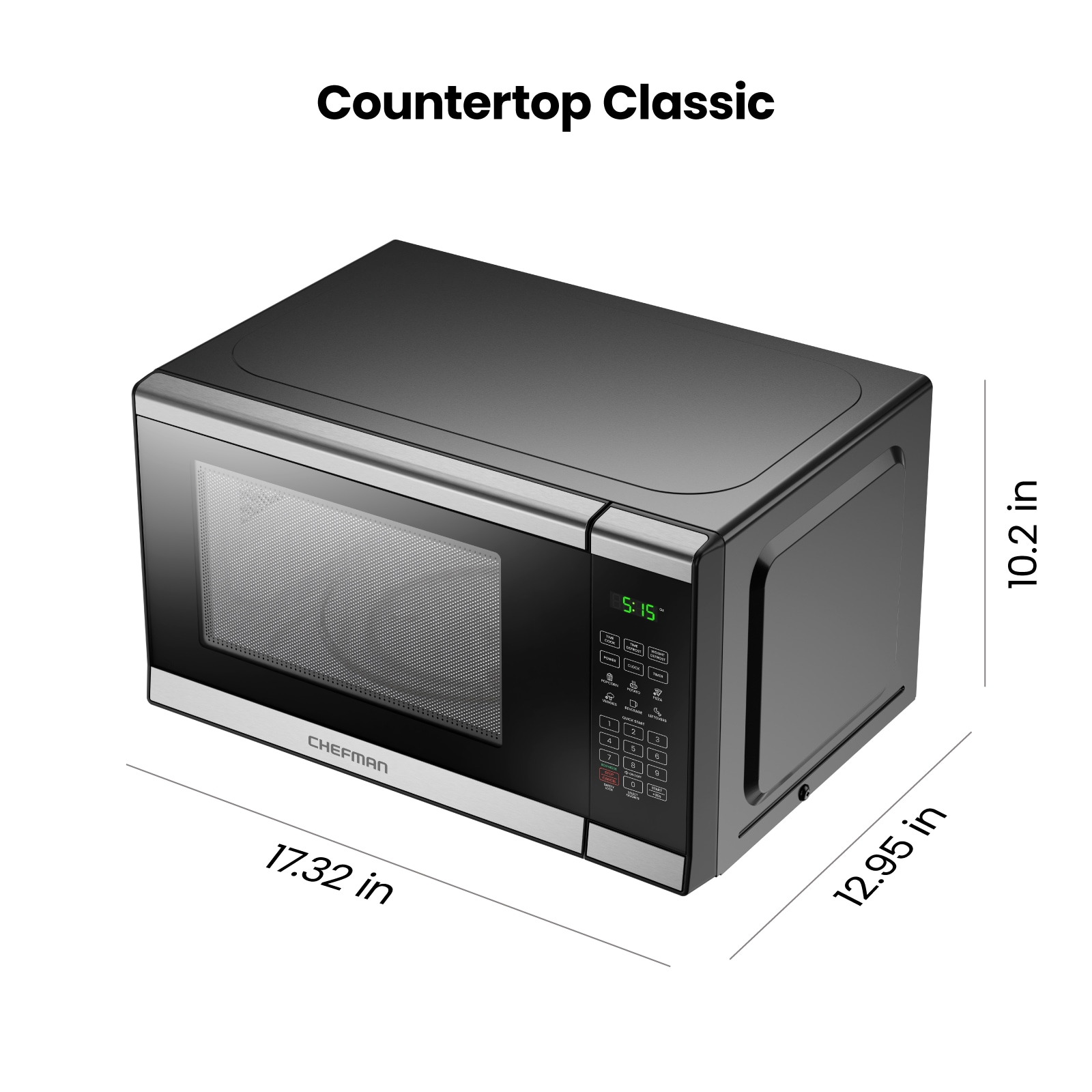 Horno de microondas de mostrador Chefman de 0.7 pies cúbicos (Menos de 1.5 pies cúbicos) de 700 vatios (Acero inoxidable) RJ55-SS-7
