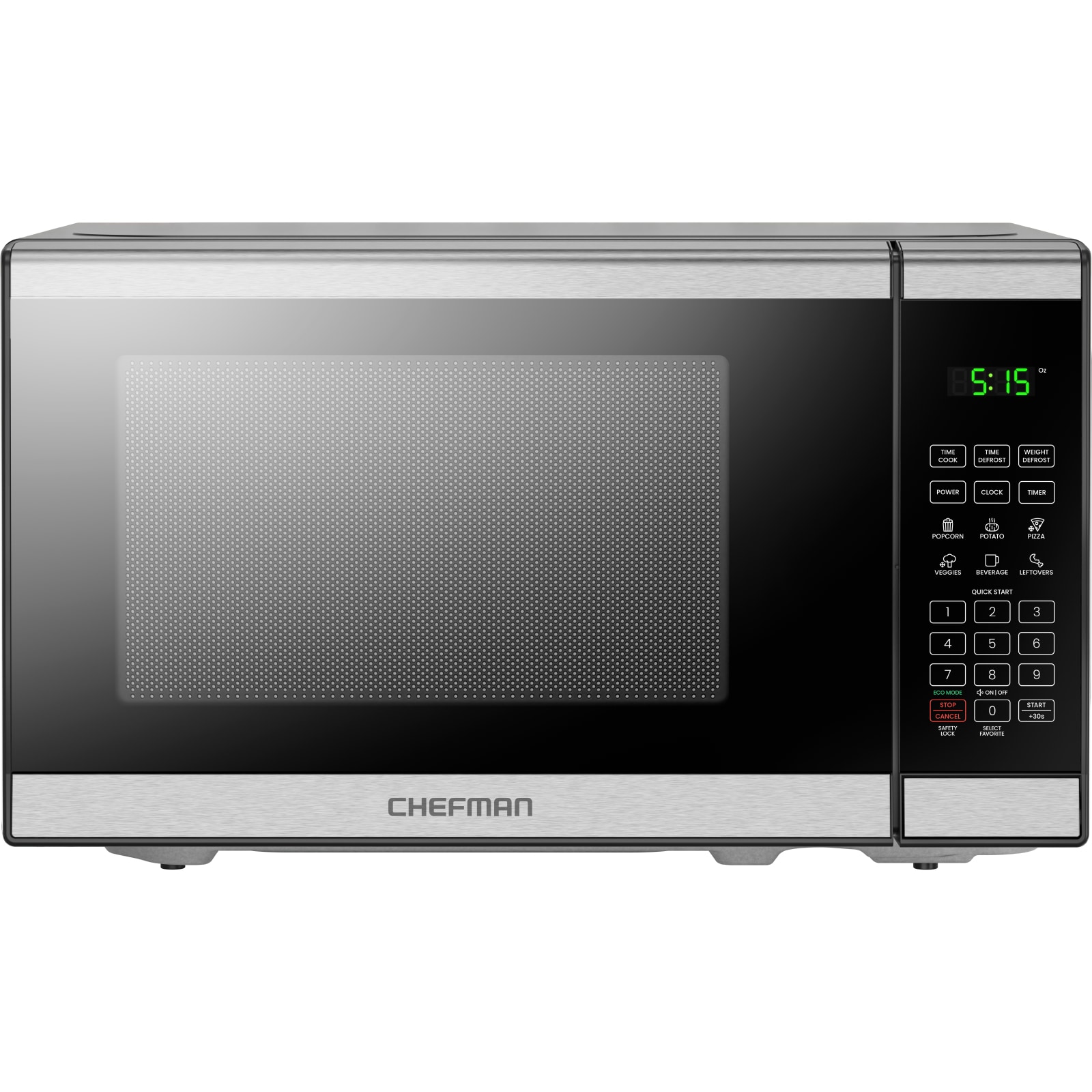 Horno de microondas de mostrador Chefman de 0.7 pies cúbicos (Menos de 1.5 pies cúbicos) de 700 vatios (Acero inoxidable) RJ55-SS-7