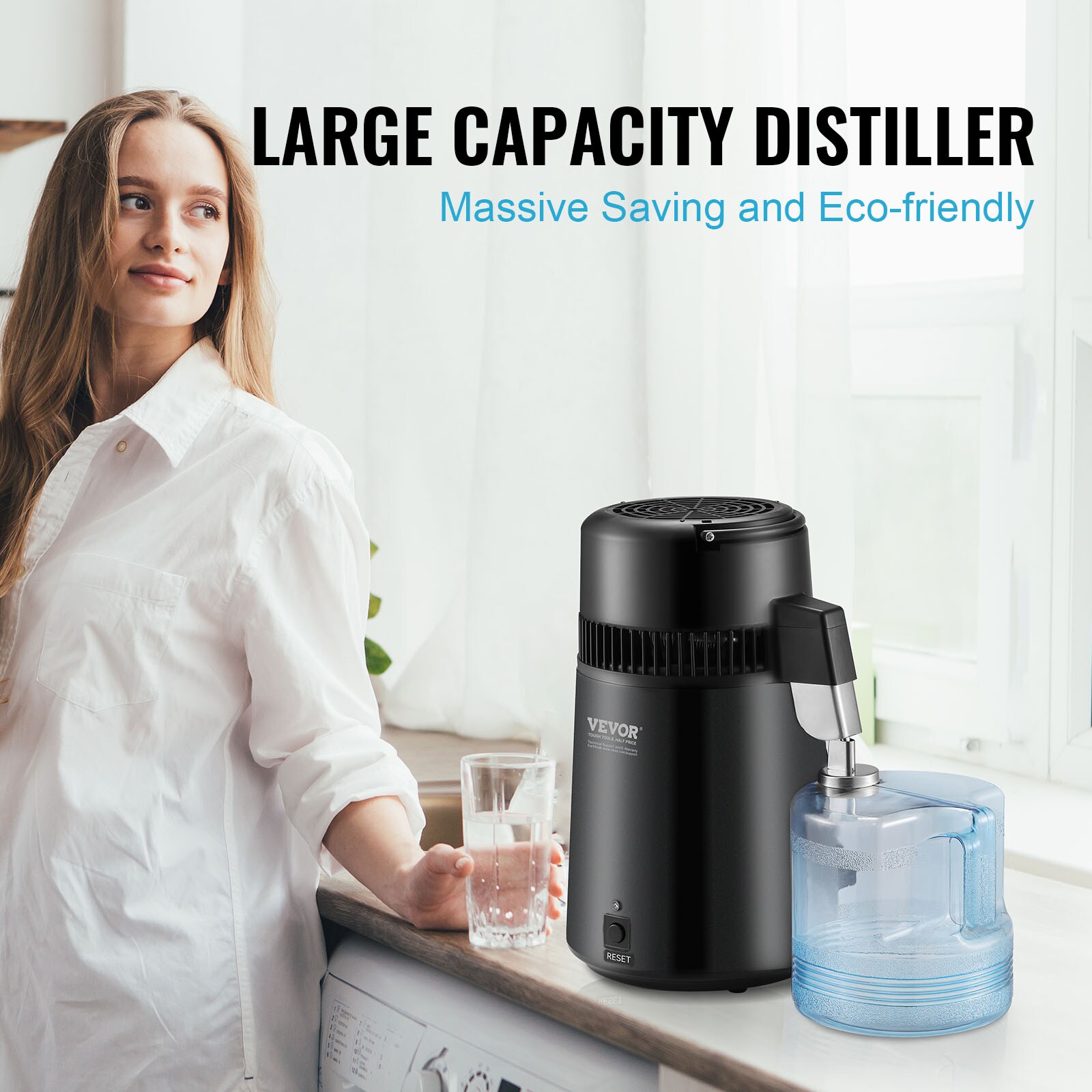 Destilador de agua eléctrico negro de 750 W y 6.3 Gal/D de la marca VEVOR