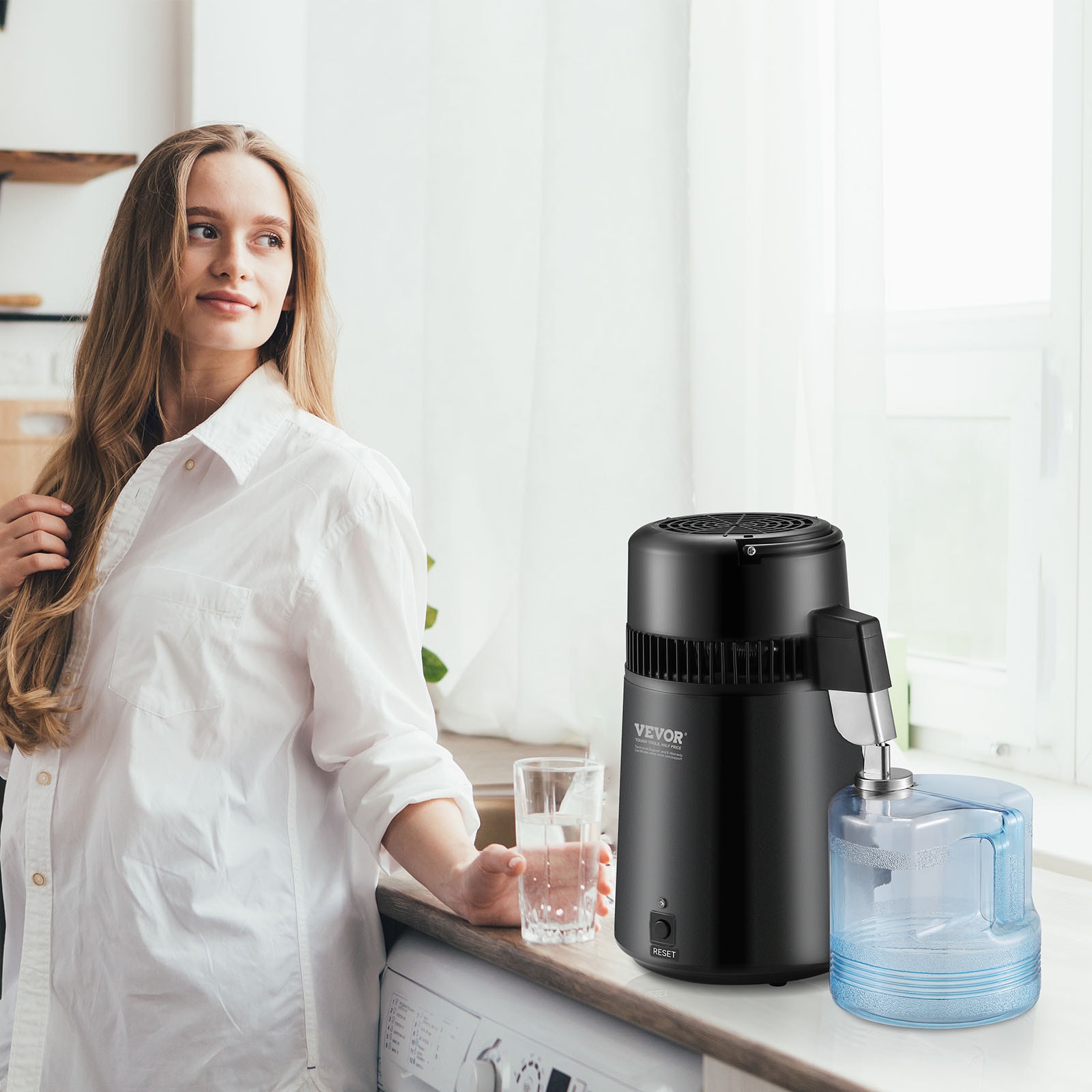 Destilador de agua eléctrico negro de 750 W y 6.3 Gal/D de la marca VEVOR