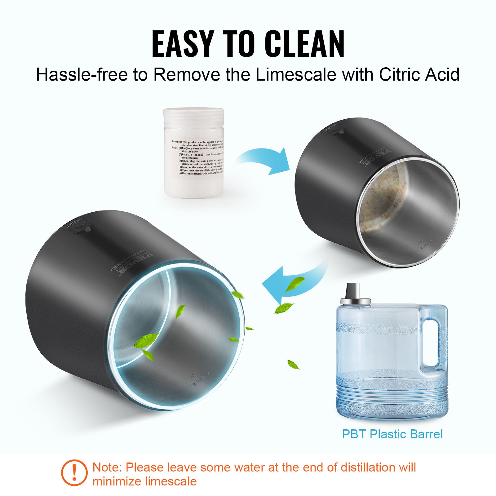 Destilador de agua eléctrico negro de 750 W y 6.3 Gal/D de la marca VEVOR