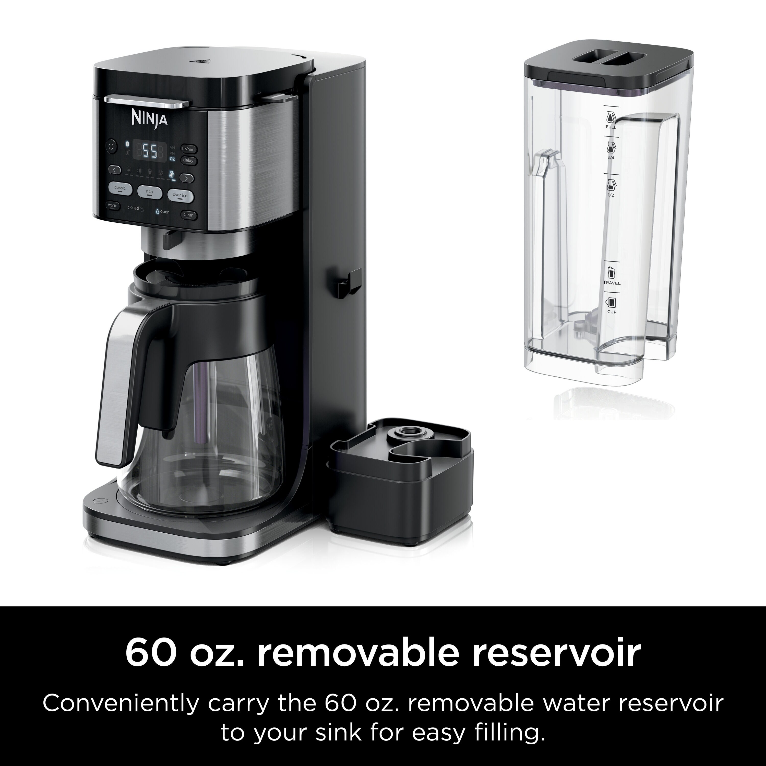 Cafetera combinada Ninja DualBrew para café caliente o frío, compatible con K-Cups, para 12 tazas (Negro)