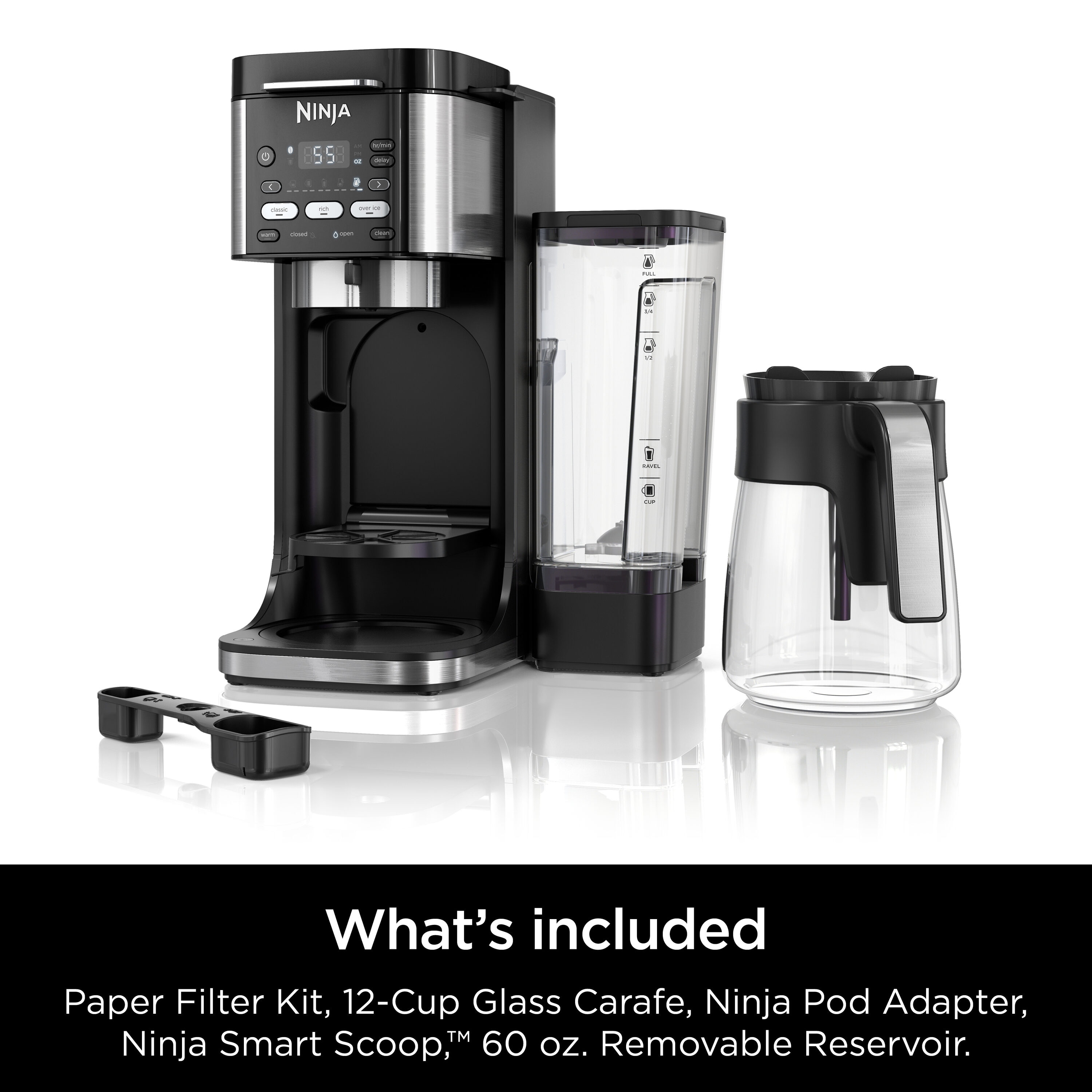Cafetera combinada Ninja DualBrew para café caliente o frío, compatible con K-Cups, para 12 tazas (Negro)