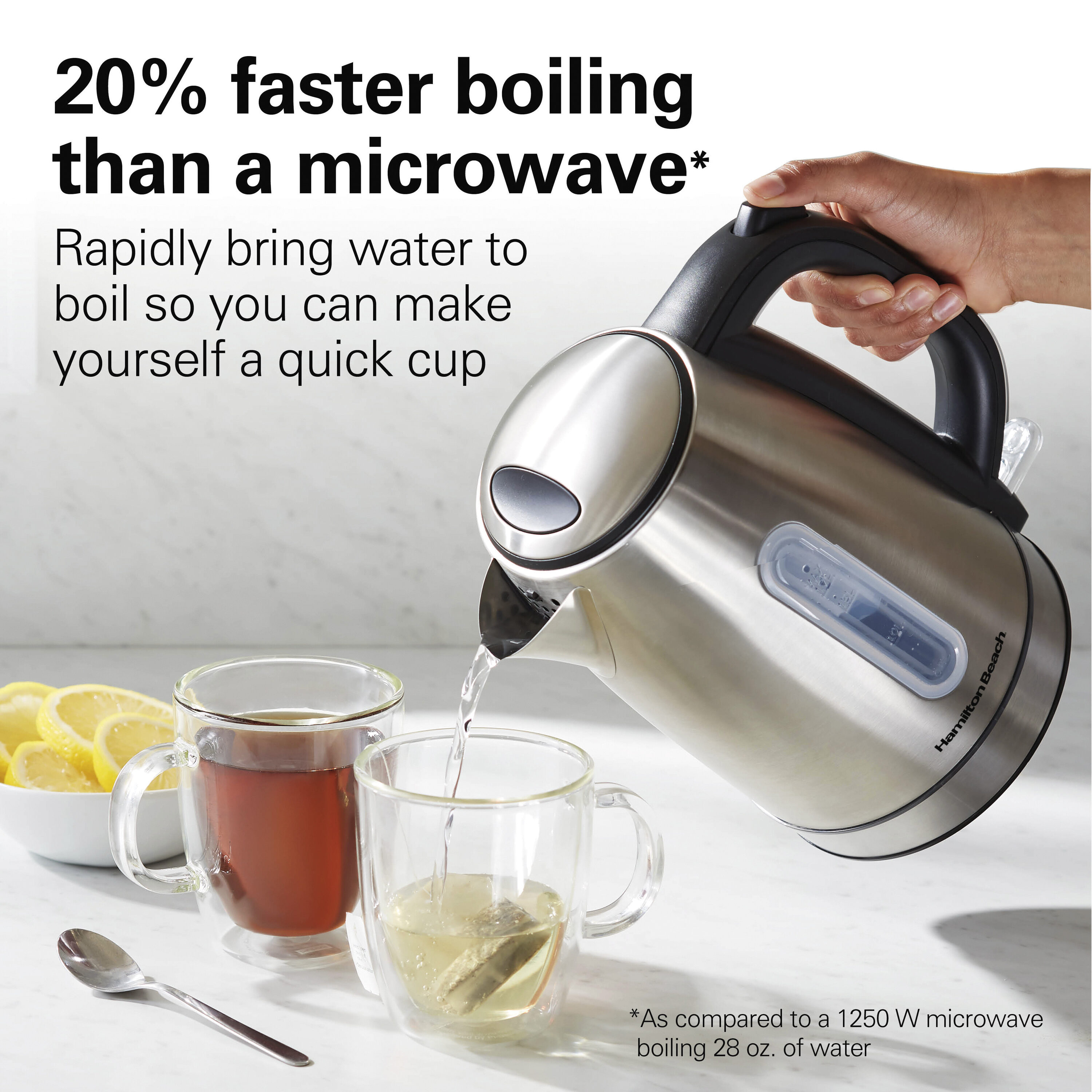 Hervidor eléctrico de acero inoxidable de 7 tazas con apagado automático de Hamilton Beach