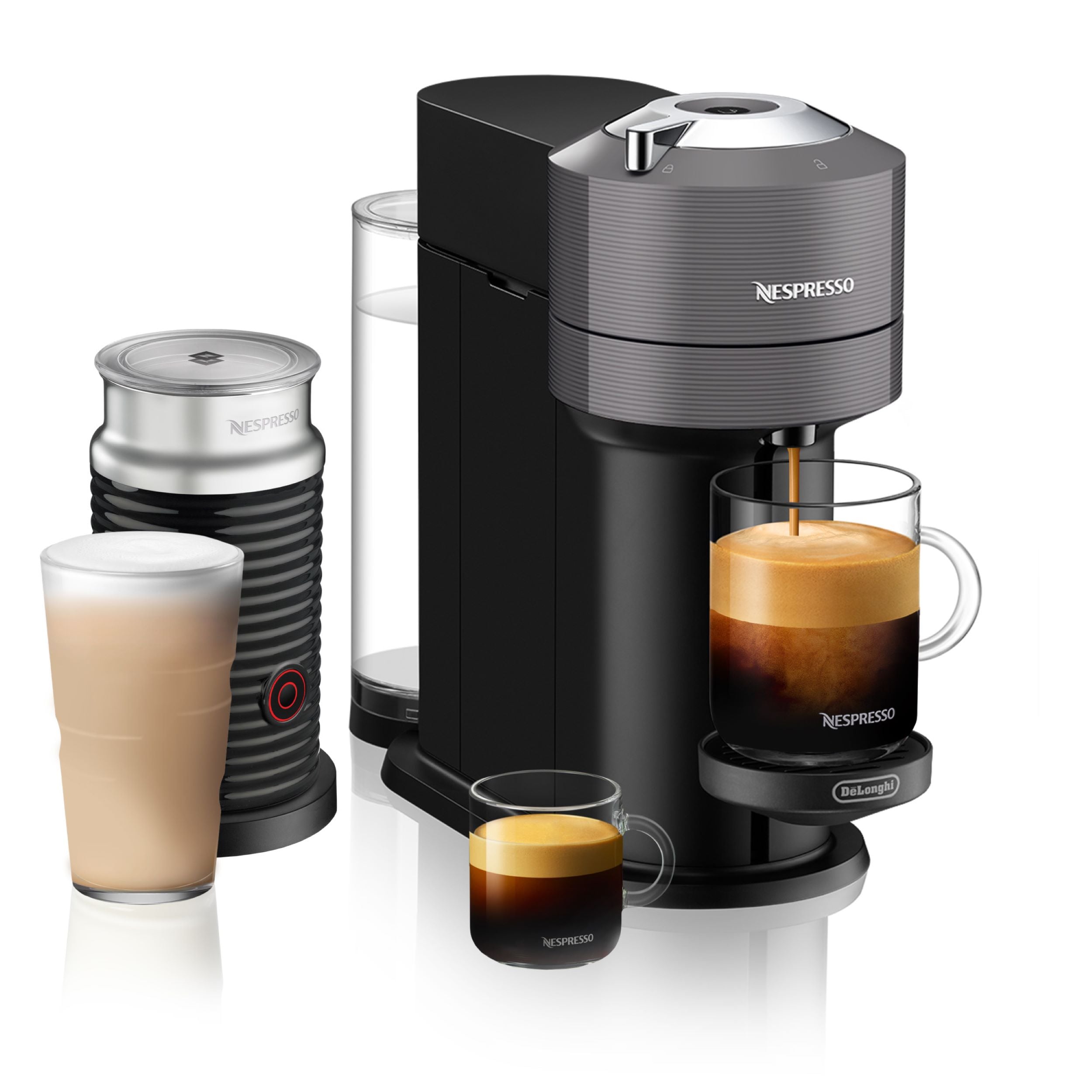 Cafetera Nespresso Vertuo Next con Aeroccino y Bandeja de Goteo (Gris Oscuro) ENV120GYAE