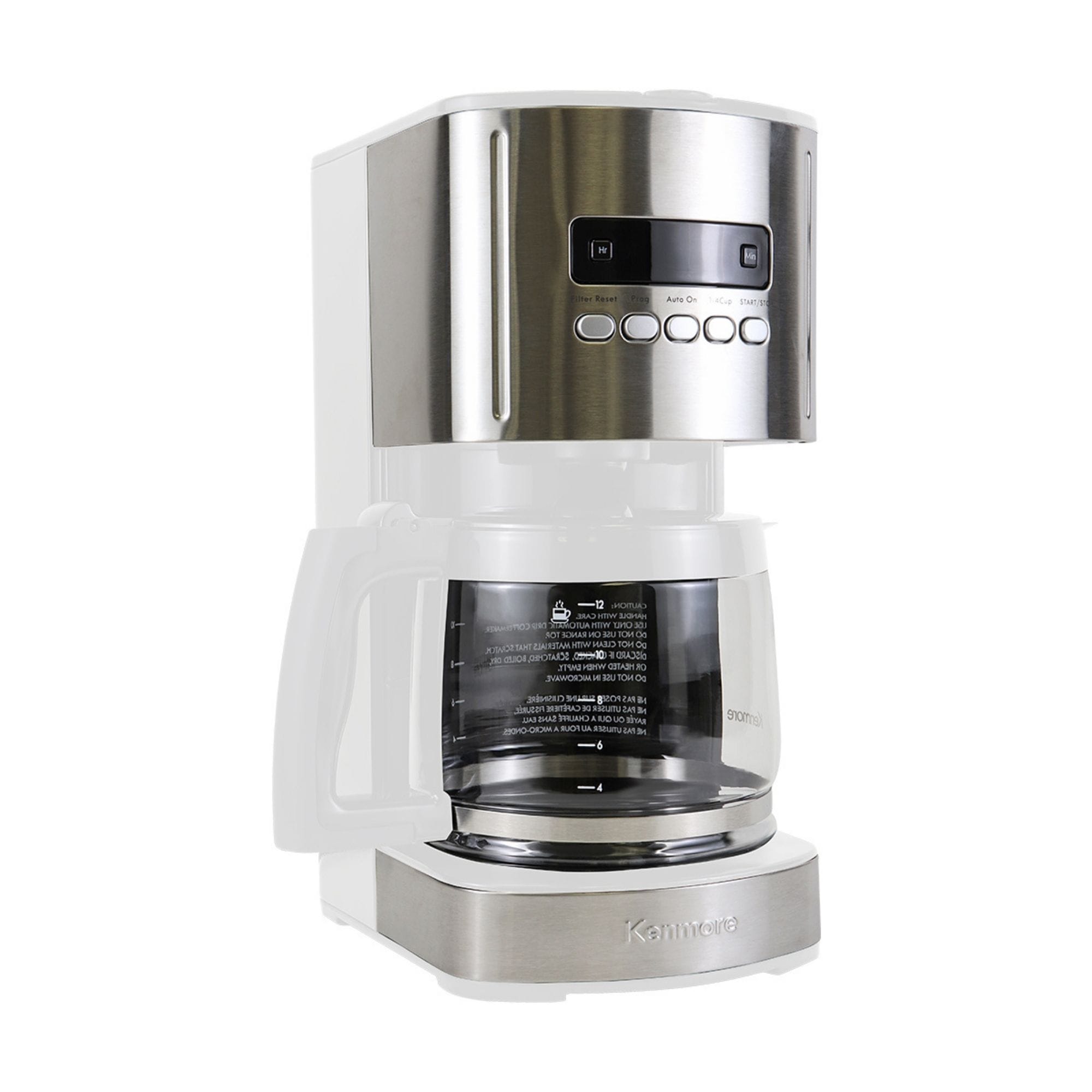 Cafetera automática programable de goteo residencial de 12 tazas con apagado automático (acero inoxidable y blanco) KKCM12W