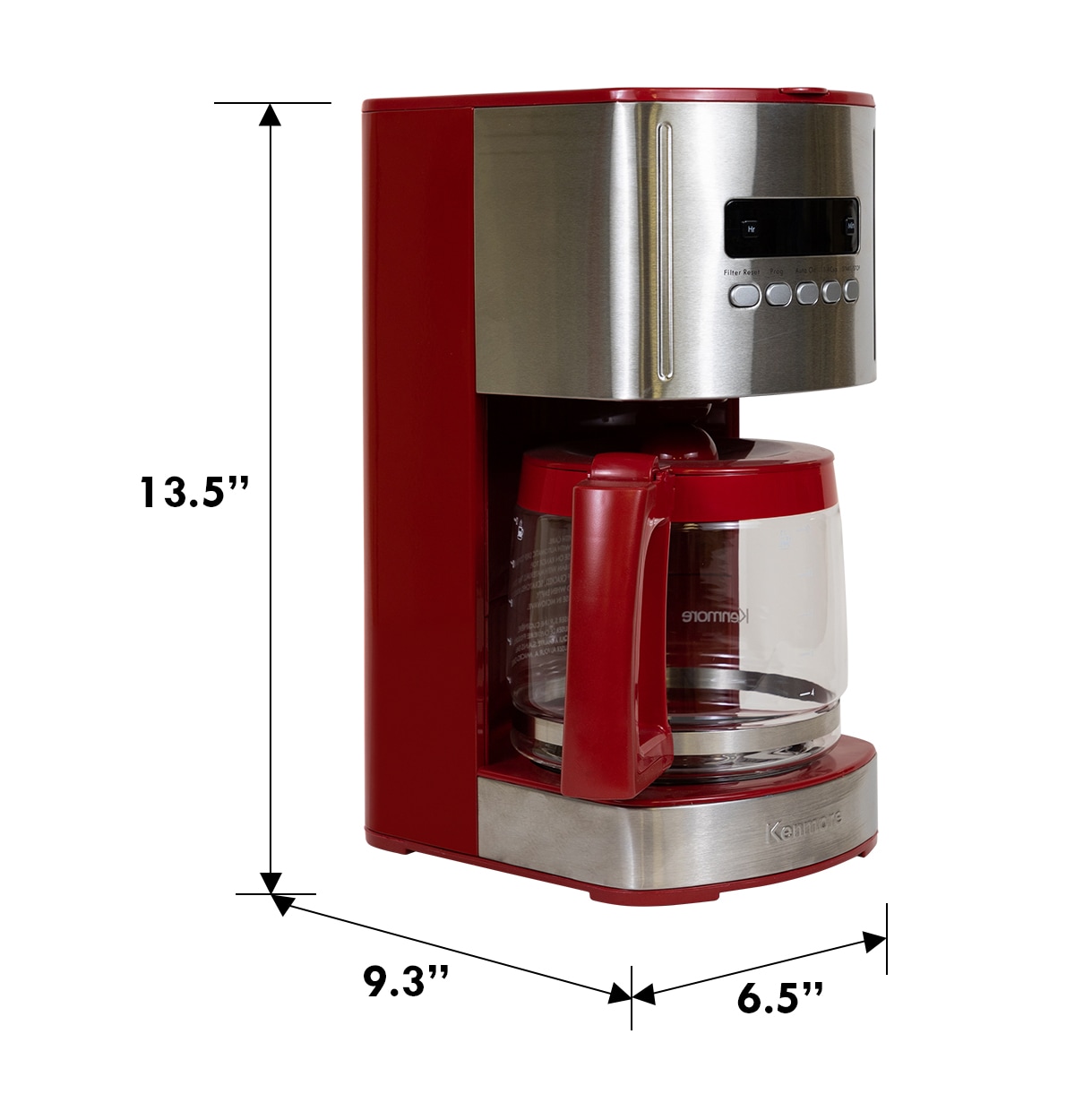 Cafetera de goteo residencial programable de 12 tazas con apagado automático (acero inoxidable y rojo) KKCM12R