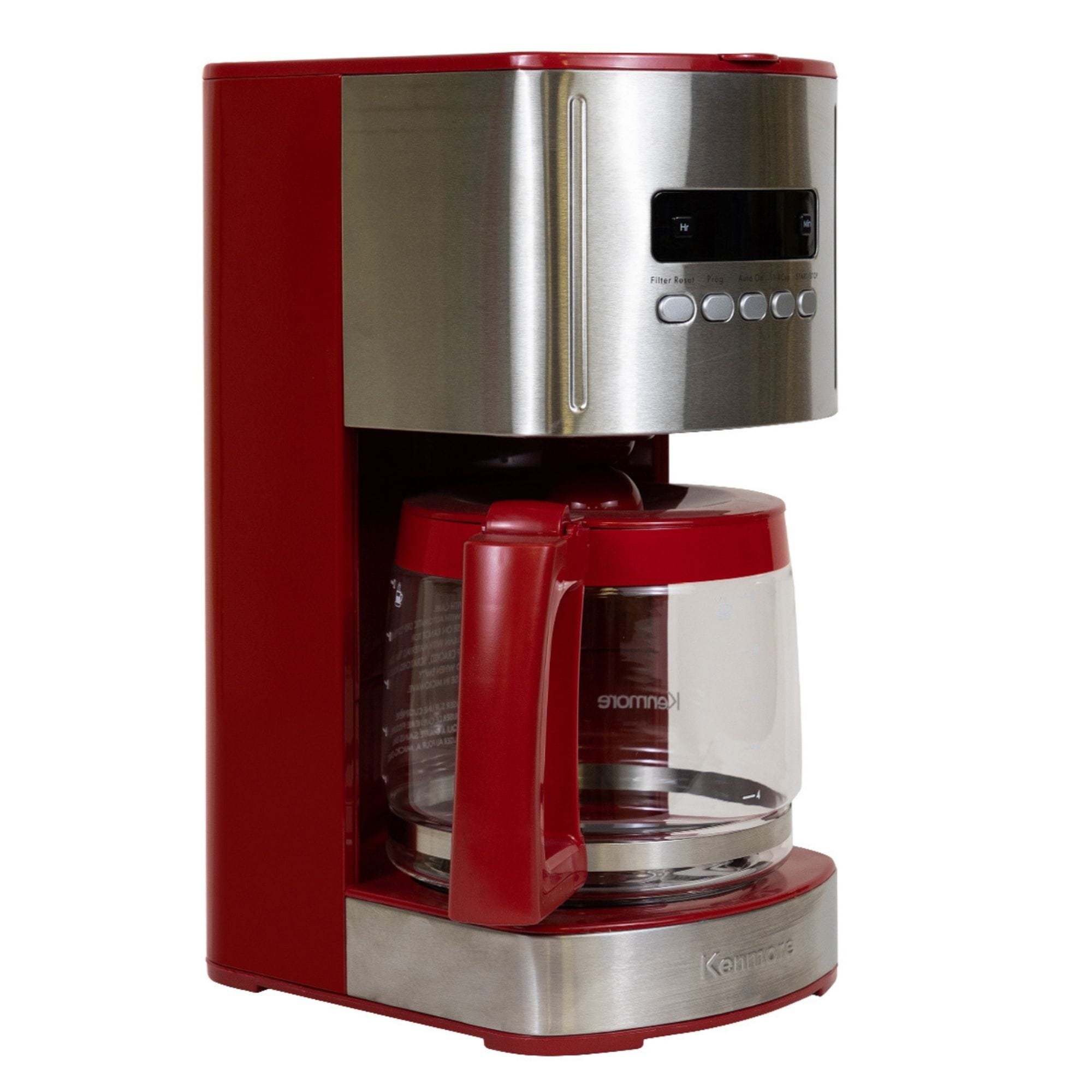 Cafetera de goteo residencial programable de 12 tazas con apagado automático (acero inoxidable y rojo) KKCM12R