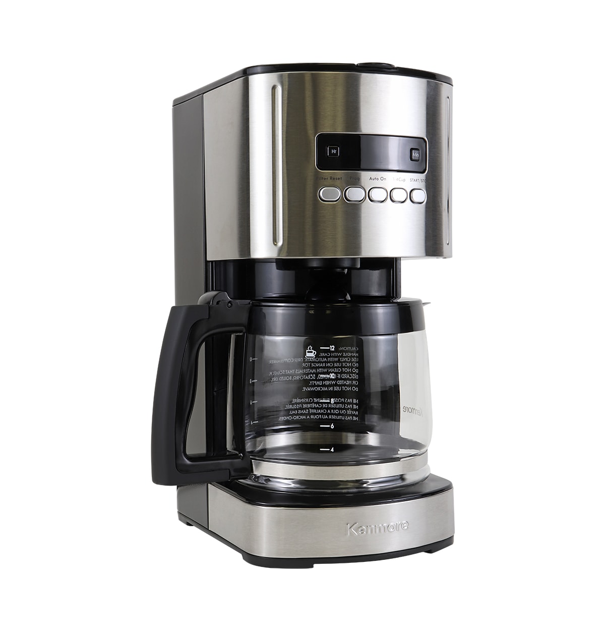 Cafetera eléctrica residencial programable de goteo de 12 tazas con apagado automático (acero inoxidable y negro) KKCM12B