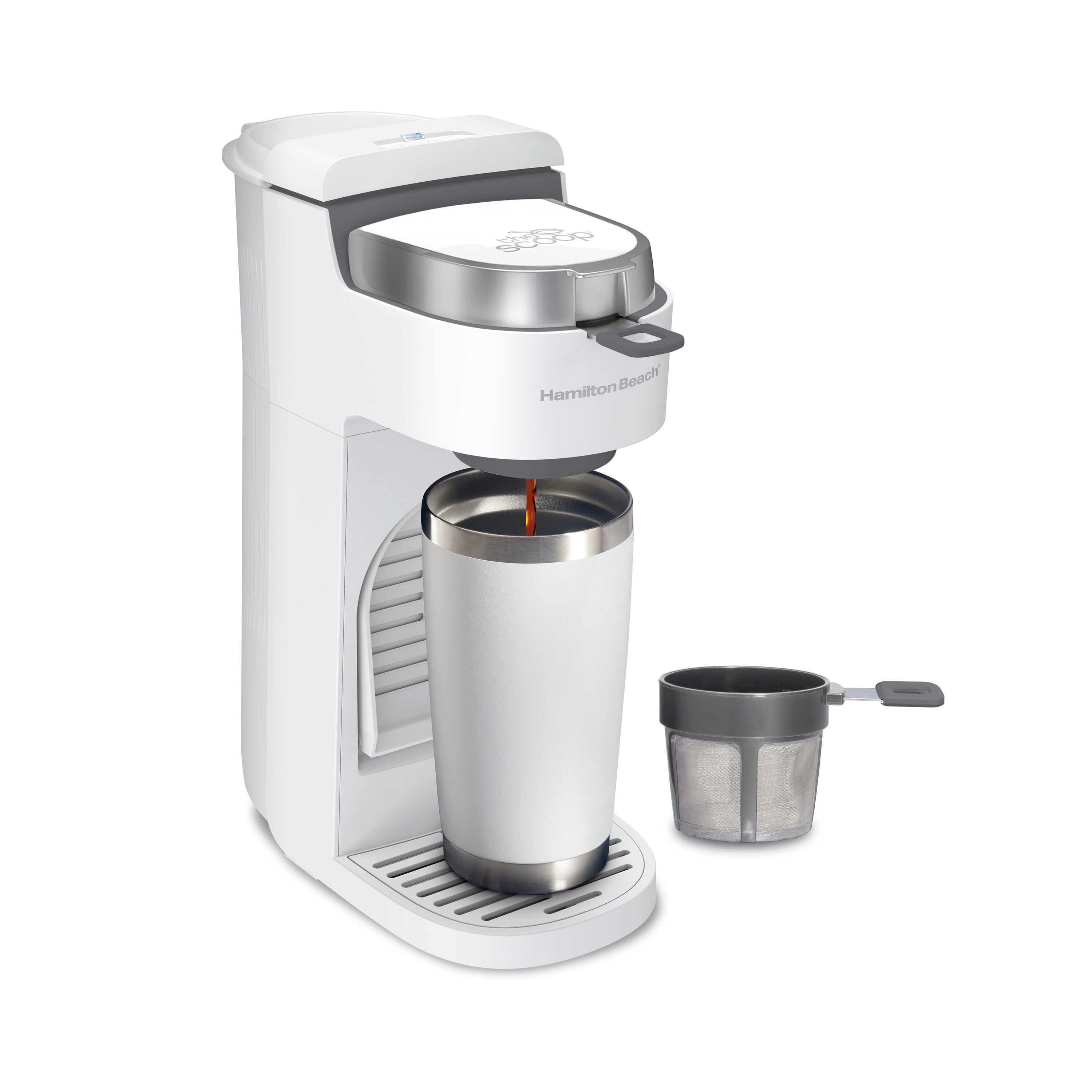 Hamilton Beach La Cafetera Individual The Scoop con un Reservorio de Agua para 3 Tazas (BLANCO) 47621