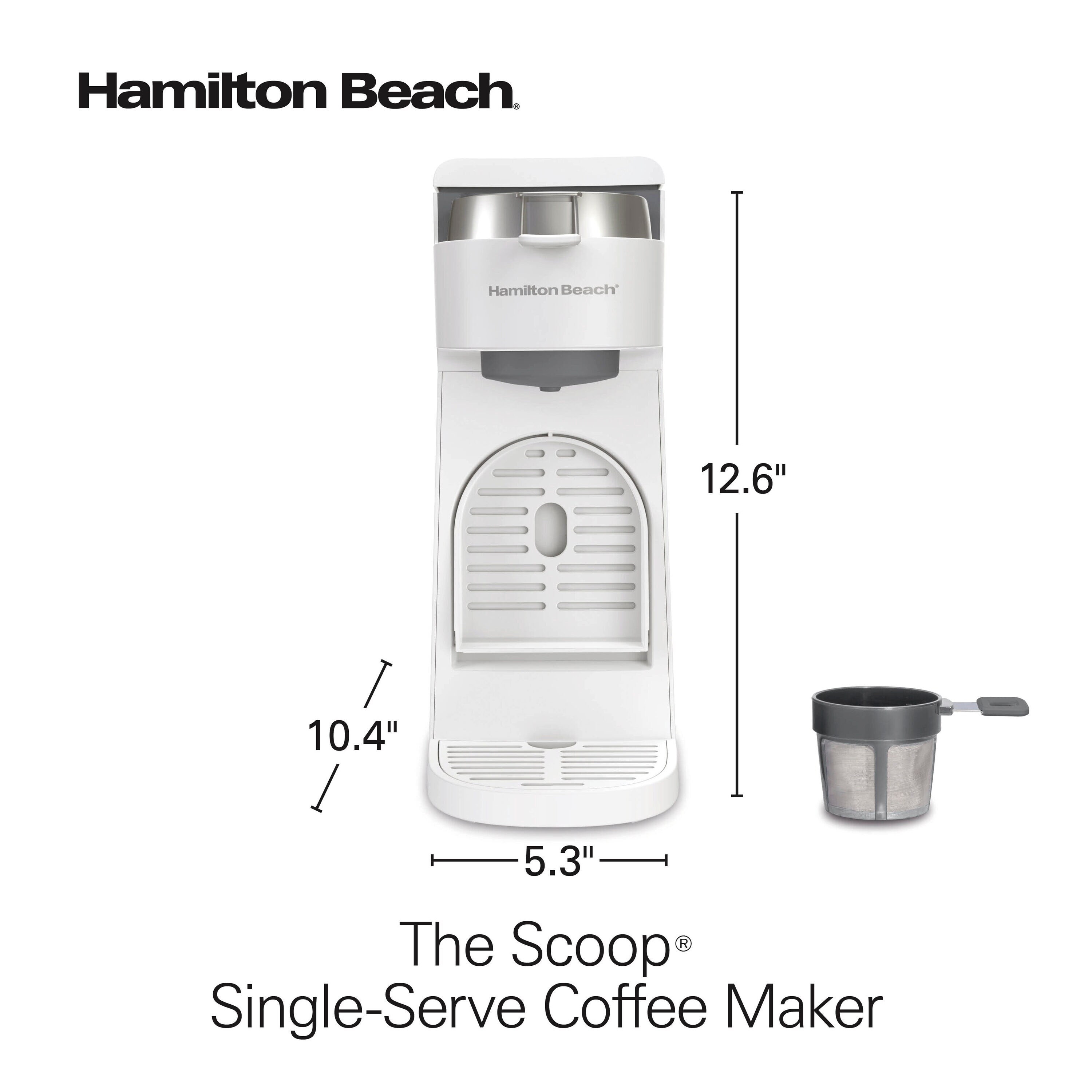 Hamilton Beach La Cafetera Individual The Scoop con un Reservorio de Agua para 3 Tazas (BLANCO) 47621