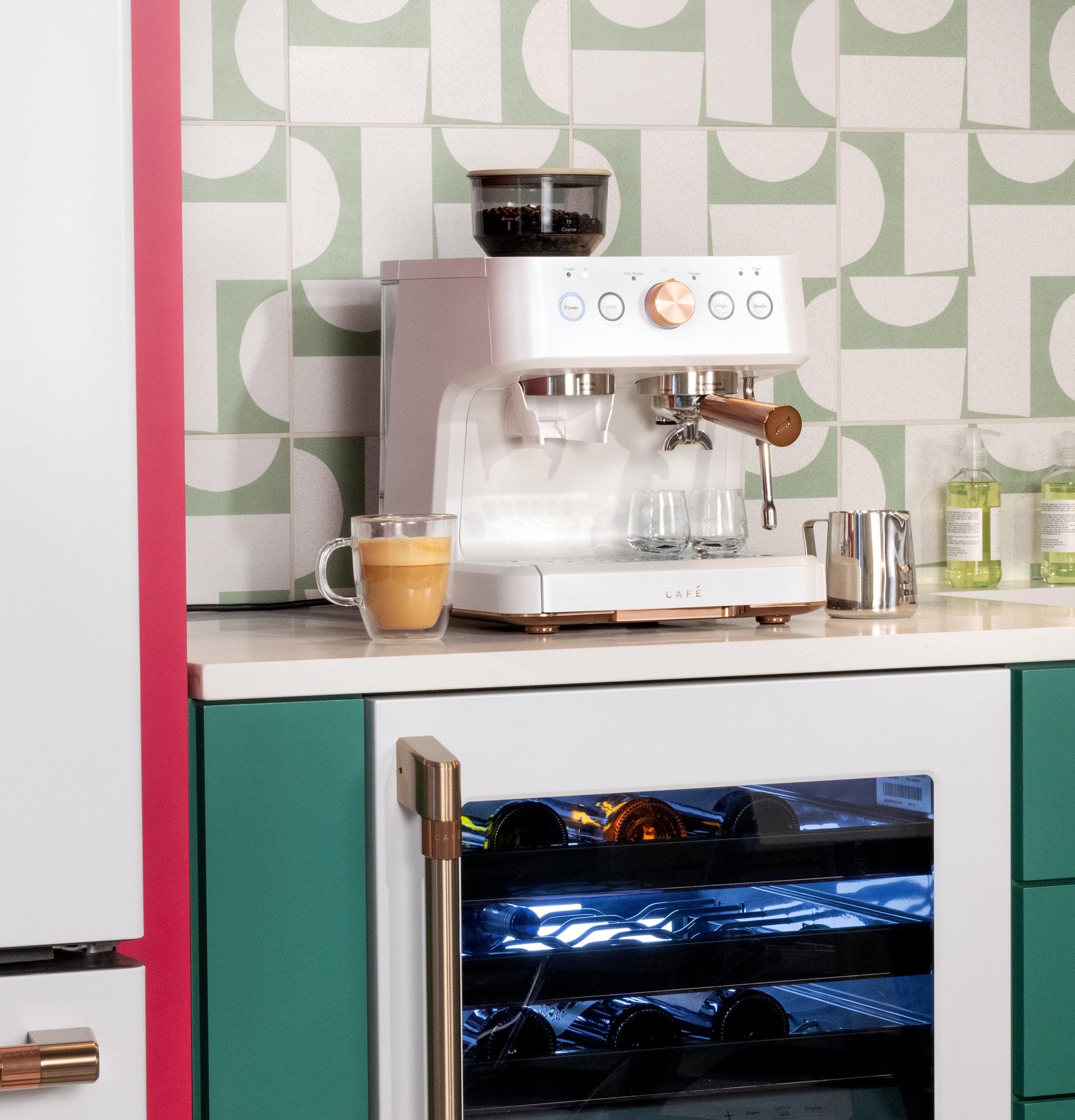 Máquina de Espresso Café Bellissimo Semiautomática de Acero Inoxidable Programable con Wi-Fi y Bandeja de Goteo (Blanco Mate)