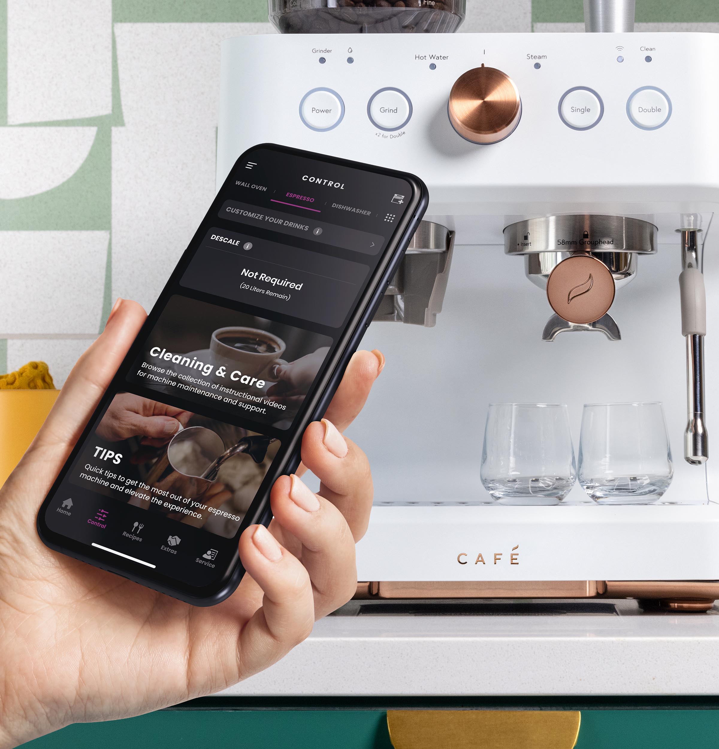 Máquina de Espresso Café Bellissimo Semiautomática de Acero Inoxidable Programable con Wi-Fi y Bandeja de Goteo (Blanco Mate)