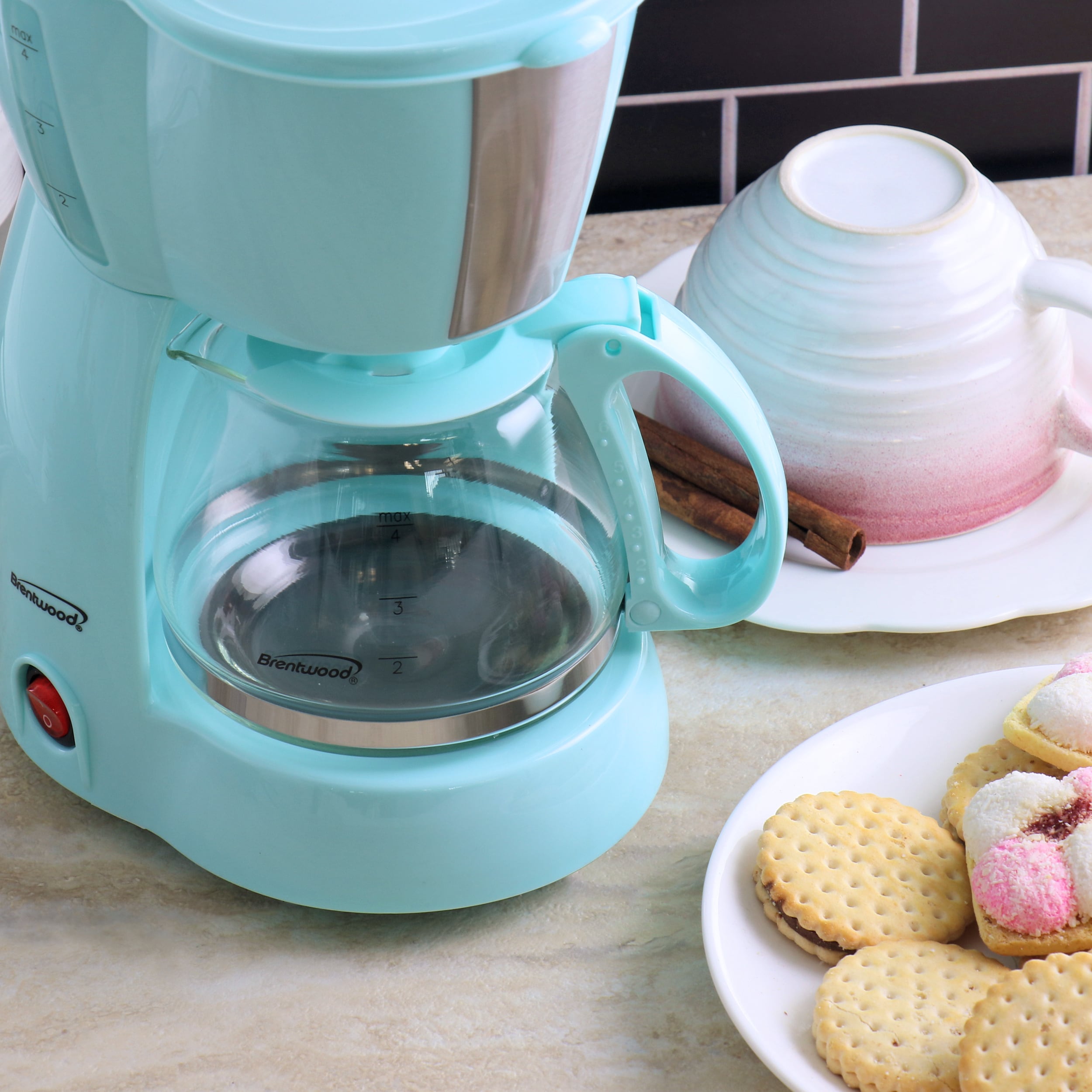Cafetera eléctrica de goteo para 4 tazas con Apagado Automático (Azul)