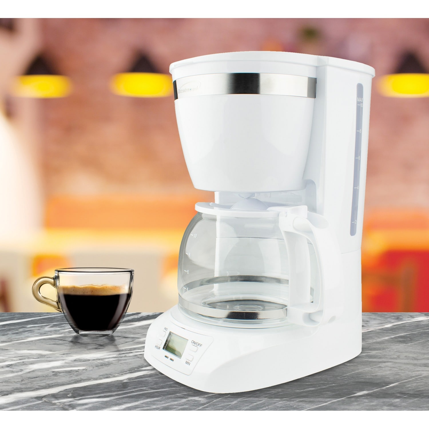 Cafetera eléctrica programable de goteo para el hogar de 10 tazas con apagado automático (Blanca) TS-219W