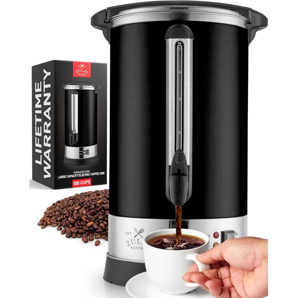 Jarra de café comercial/residencial de 100 tazas de Zulay Kitchen con apagado automático (Negro)