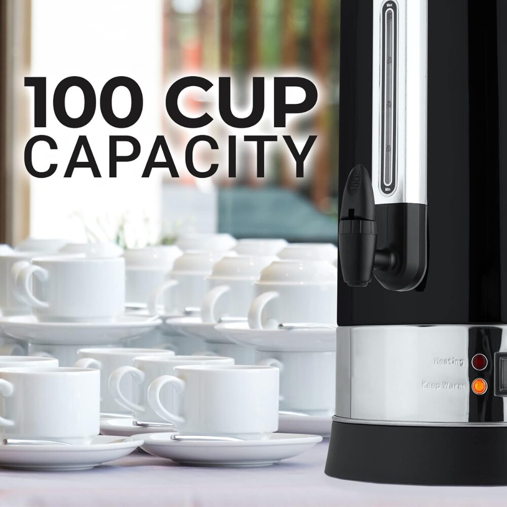 Jarra de café comercial/residencial de 100 tazas de Zulay Kitchen con apagado automático (Negro)