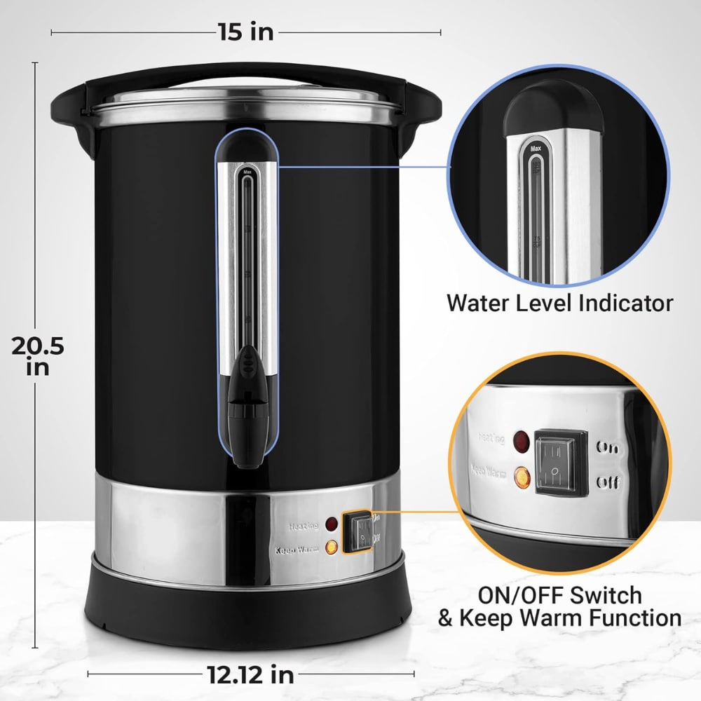 Jarra de café comercial/residencial de 100 tazas de Zulay Kitchen con apagado automático (Negro)