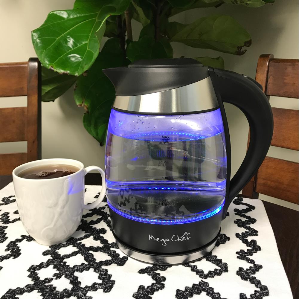Hervidor eléctrico de vidrio de 4 tazas MegaChef con apagado automático
