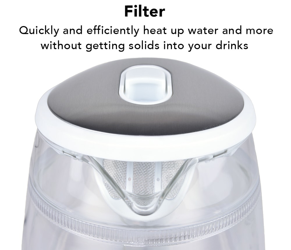 Hervidor de agua Tribest blanco y transparente de 7 tazas, programable de forma inalámbrica con tecnología digital.