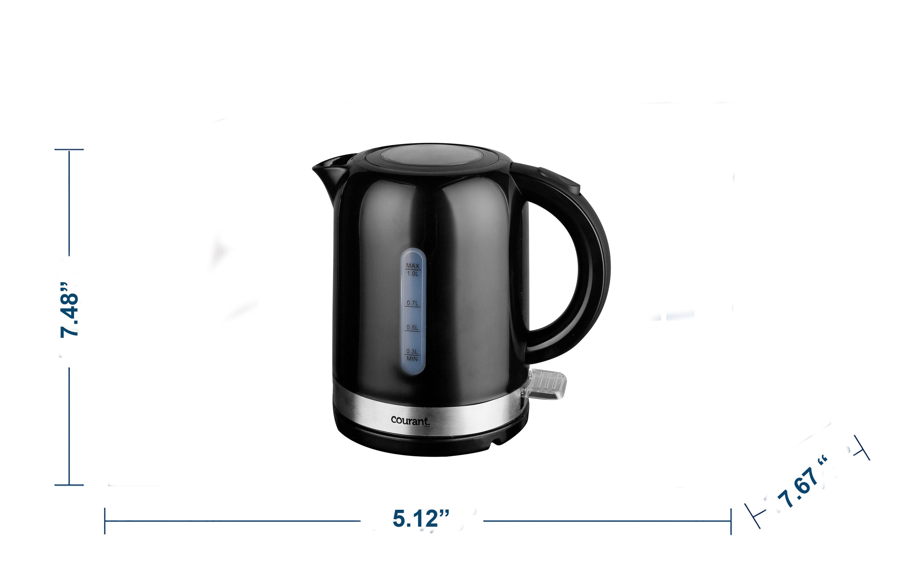 Hervidora eléctrica digital negra Courant de 4 tazas con apagado automático