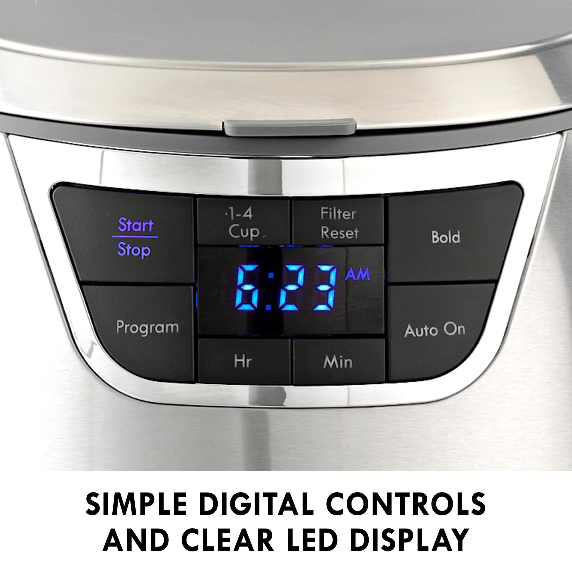 Cafetera de goteo programable Kenmore Elite con Control de Aroma, Preparación Intensa de 12 tazas para uso comercial o residencial con Apagado Automático (Acero Inoxidable) KKECM12SS