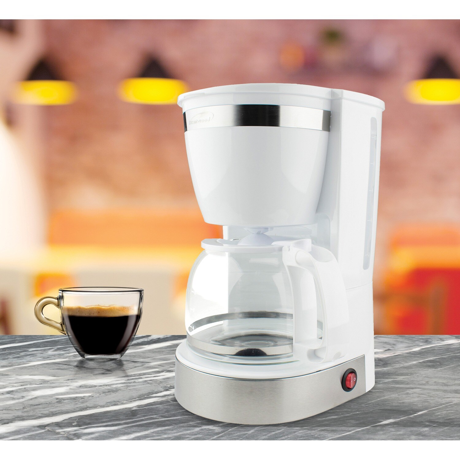 Cafetera goteo residencial de 12 tazas con apagado automático (Blanco) TS-215W de Brentwood Appliances