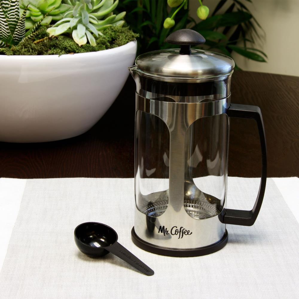 Prensa francesa Mr. Coffee Daily Brew de 4 tazas para uso doméstico (Transparente)