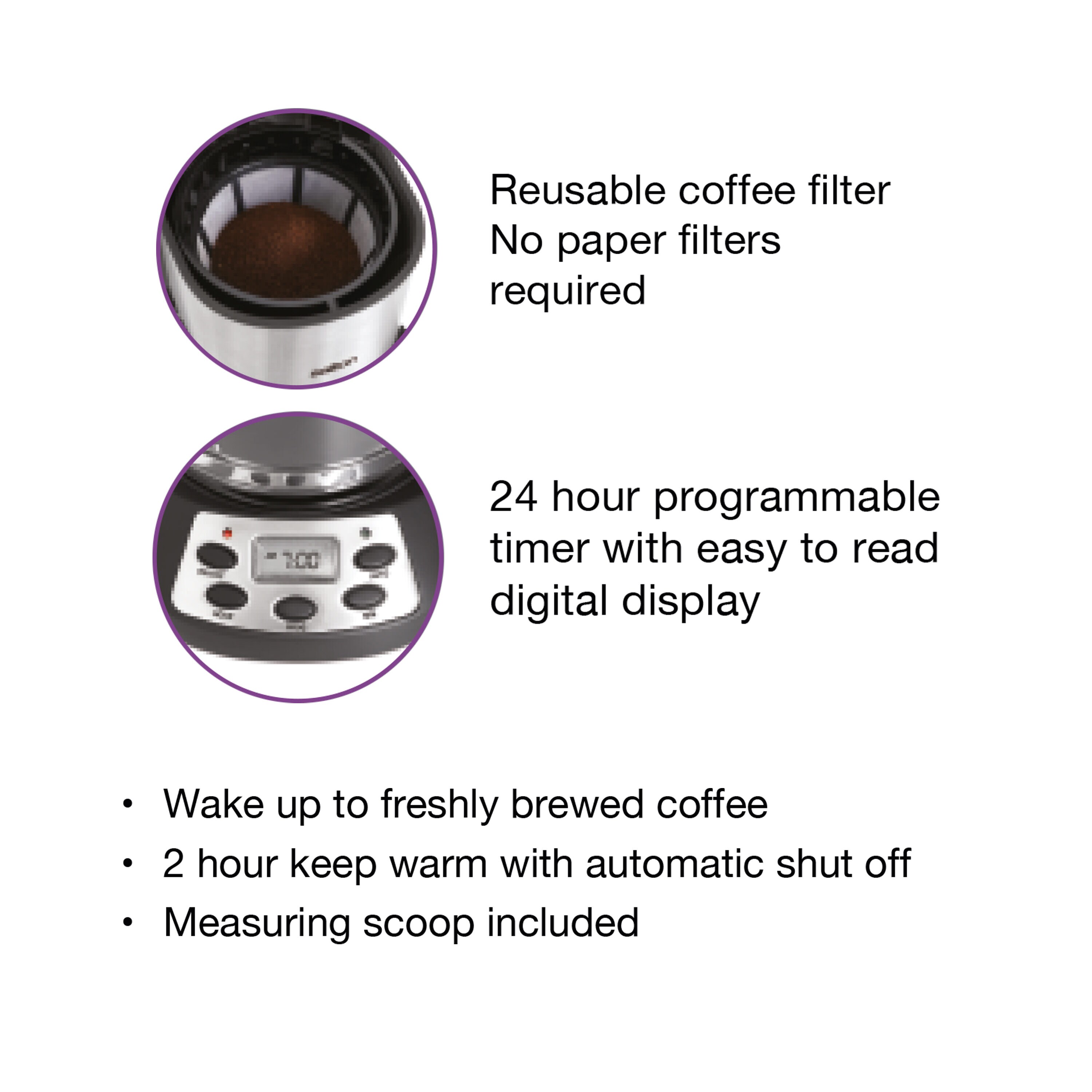 Cafetera programable residencial de 14 tazas Salton con apagado automático (negra) FC1667