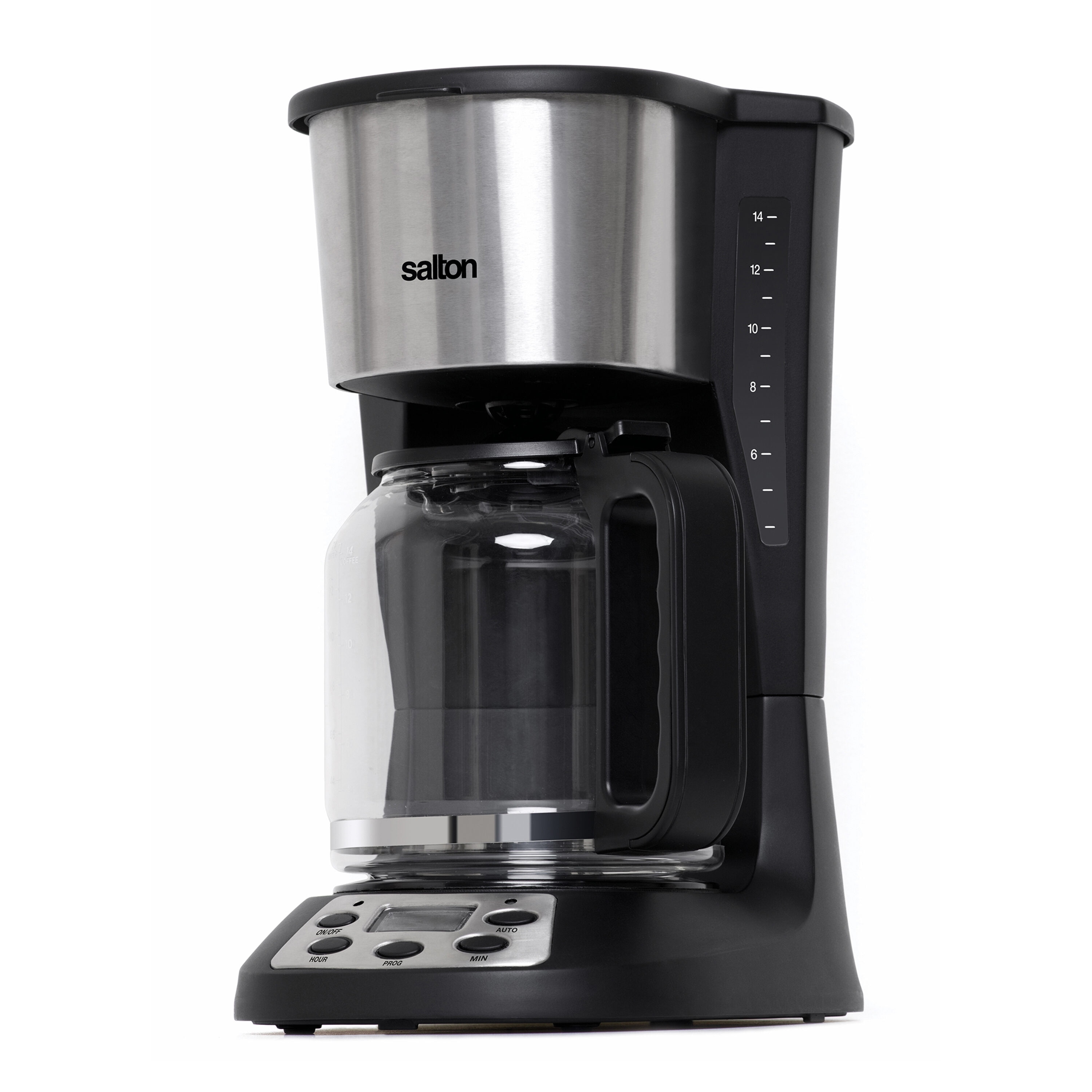 Cafetera programable residencial de 14 tazas Salton con apagado automático (negra) FC1667