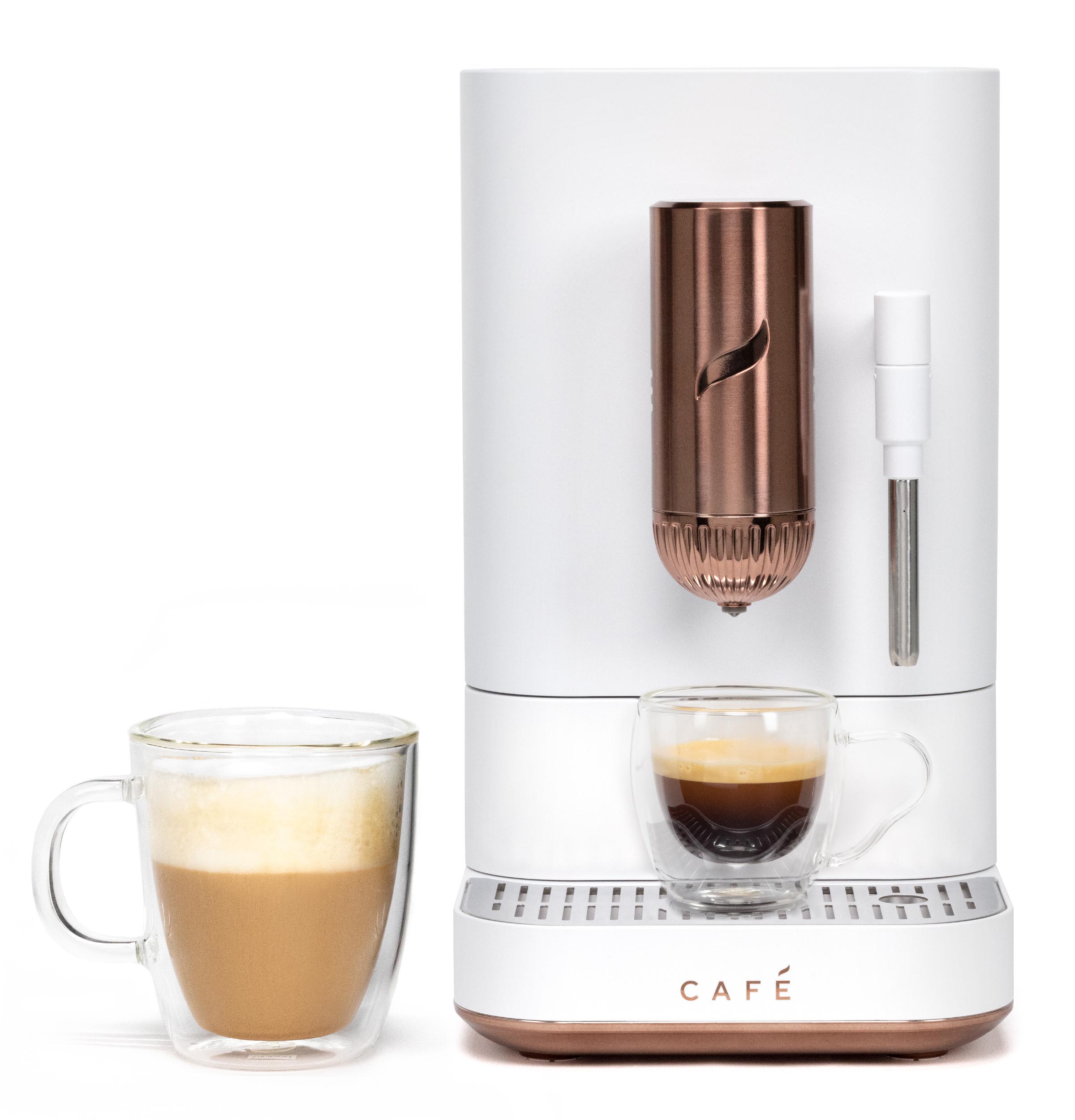 Cafetera Express de Acero Inoxidable Programable con Wi-Fi y Bandeja de Goteo (Blanco Mate)