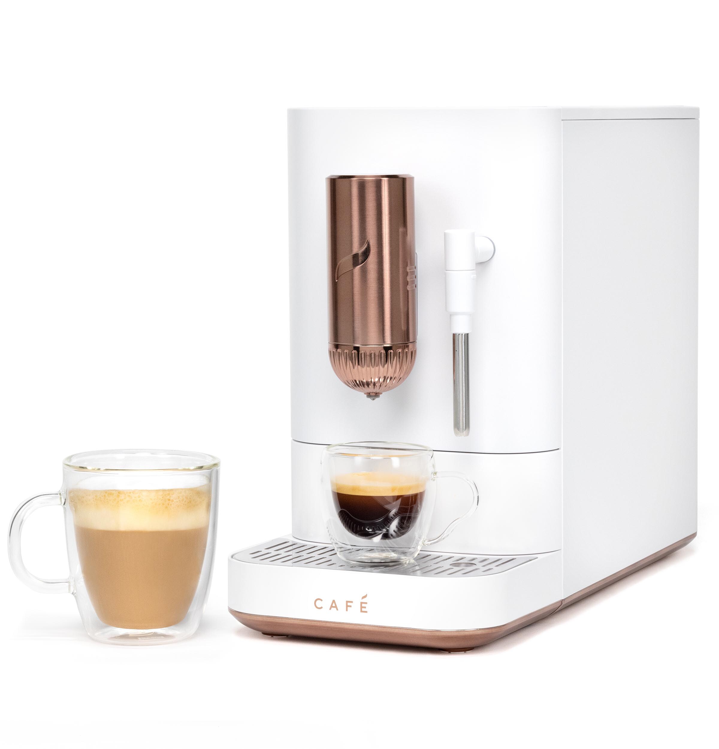 Cafetera Express de Acero Inoxidable Programable con Wi-Fi y Bandeja de Goteo (Blanco Mate)