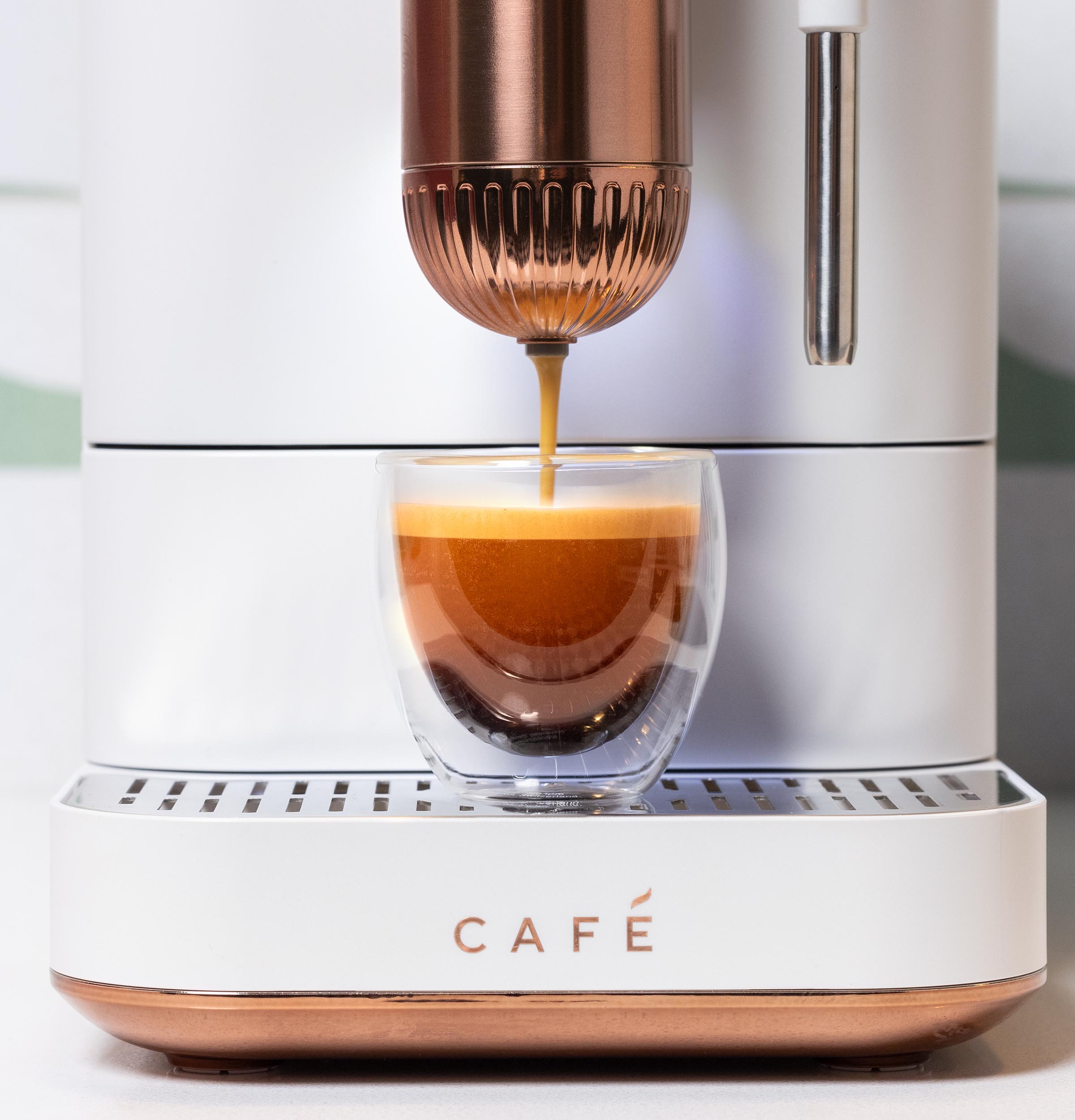 Cafetera Express de Acero Inoxidable Programable con Wi-Fi y Bandeja de Goteo (Blanco Mate)