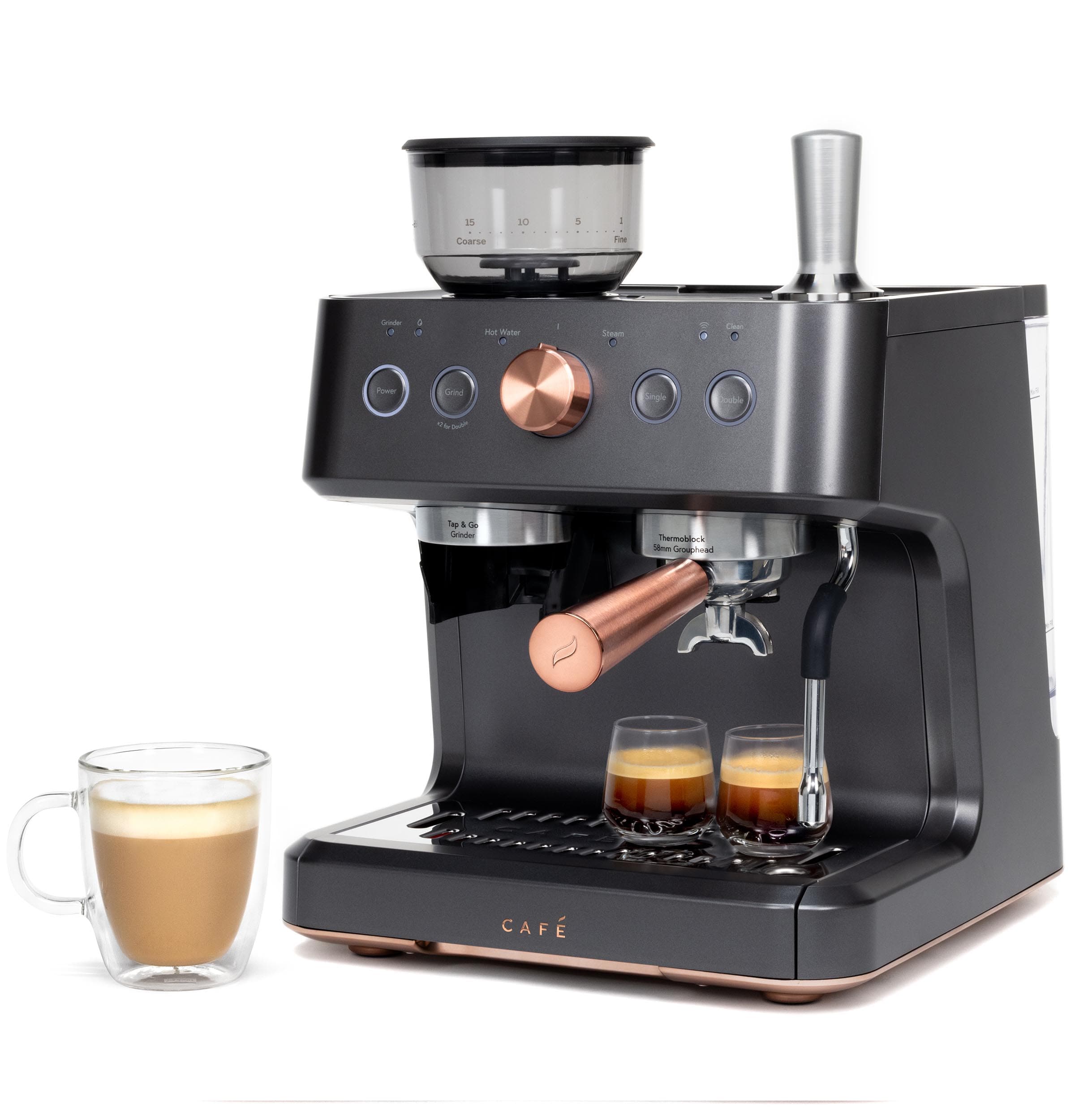 Máquina de Espresso Bellissimo Semiautomática de Acero Inoxidable Programable con Wi-Fi y Bandeja de Goteo (Negro Mate)