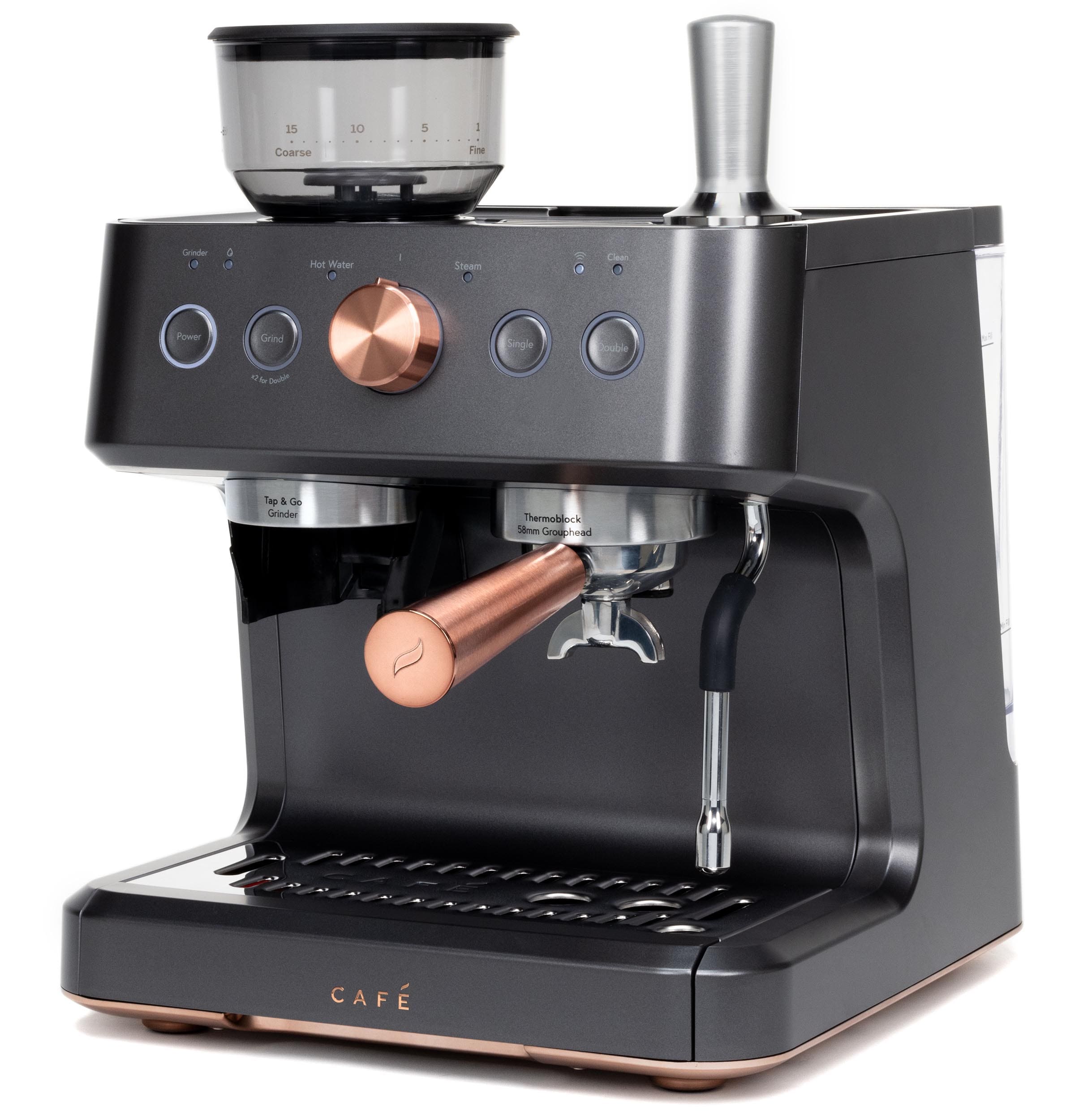 Máquina de Espresso Bellissimo Semiautomática de Acero Inoxidable Programable con Wi-Fi y Bandeja de Goteo (Negro Mate)