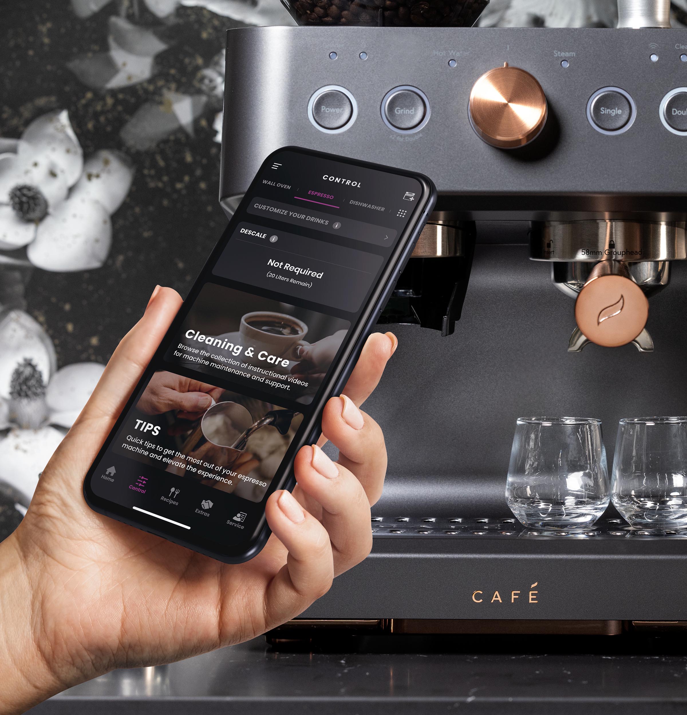 Máquina de Espresso Bellissimo Semiautomática de Acero Inoxidable Programable con Wi-Fi y Bandeja de Goteo (Negro Mate)