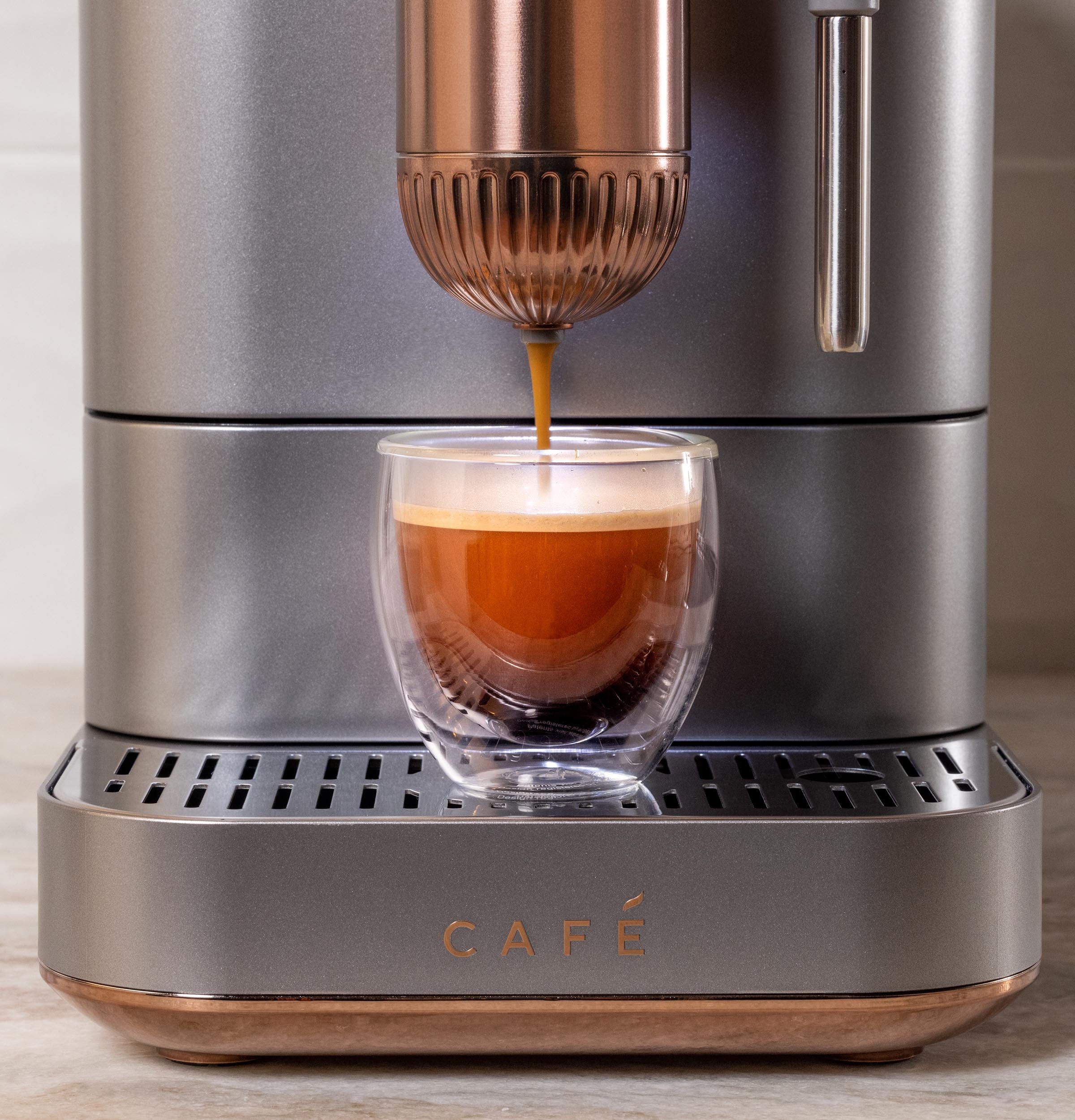 Máquina de Espresso programable con Wi-Fi de acero inoxidable automática Cafe Affetto con bandeja de goteo (plata de acero) C7CEBBS2RS3