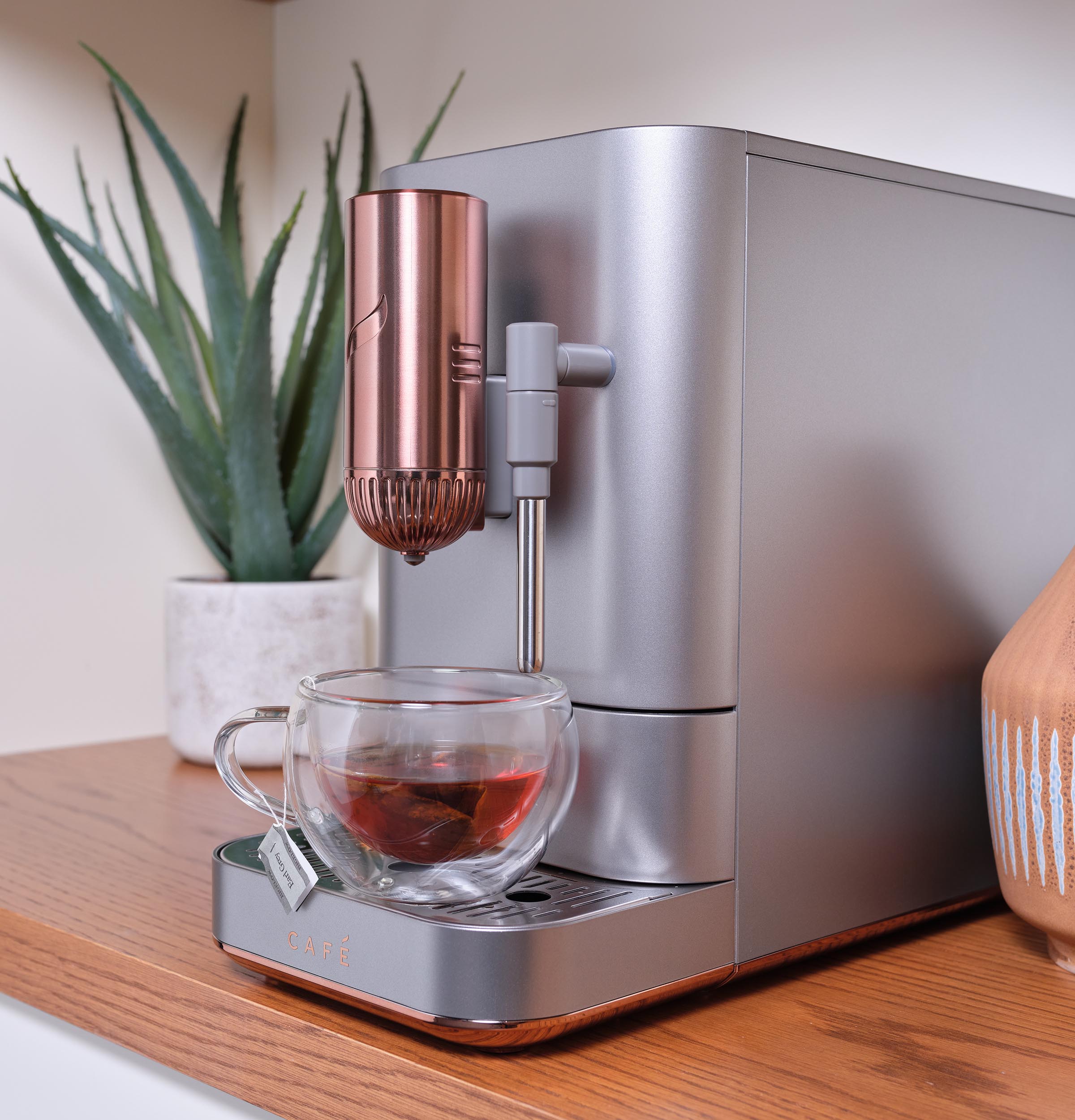 Máquina de Espresso programable con Wi-Fi de acero inoxidable automática Cafe Affetto con bandeja de goteo (plata de acero) C7CEBBS2RS3