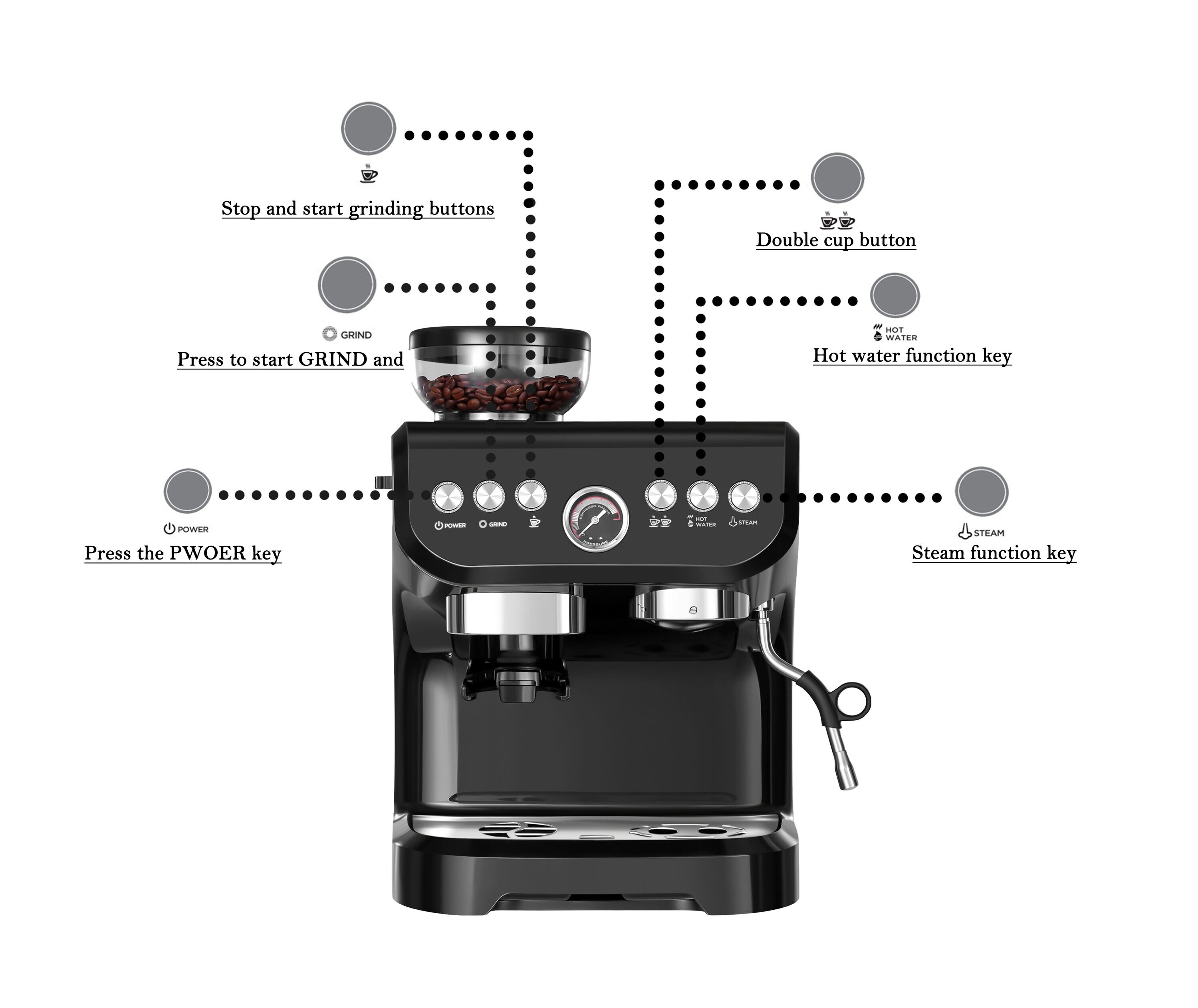 Cafetera de goteo comercial/residencial de 10 tazas Jeremy Cass con apagado automático (Negro)