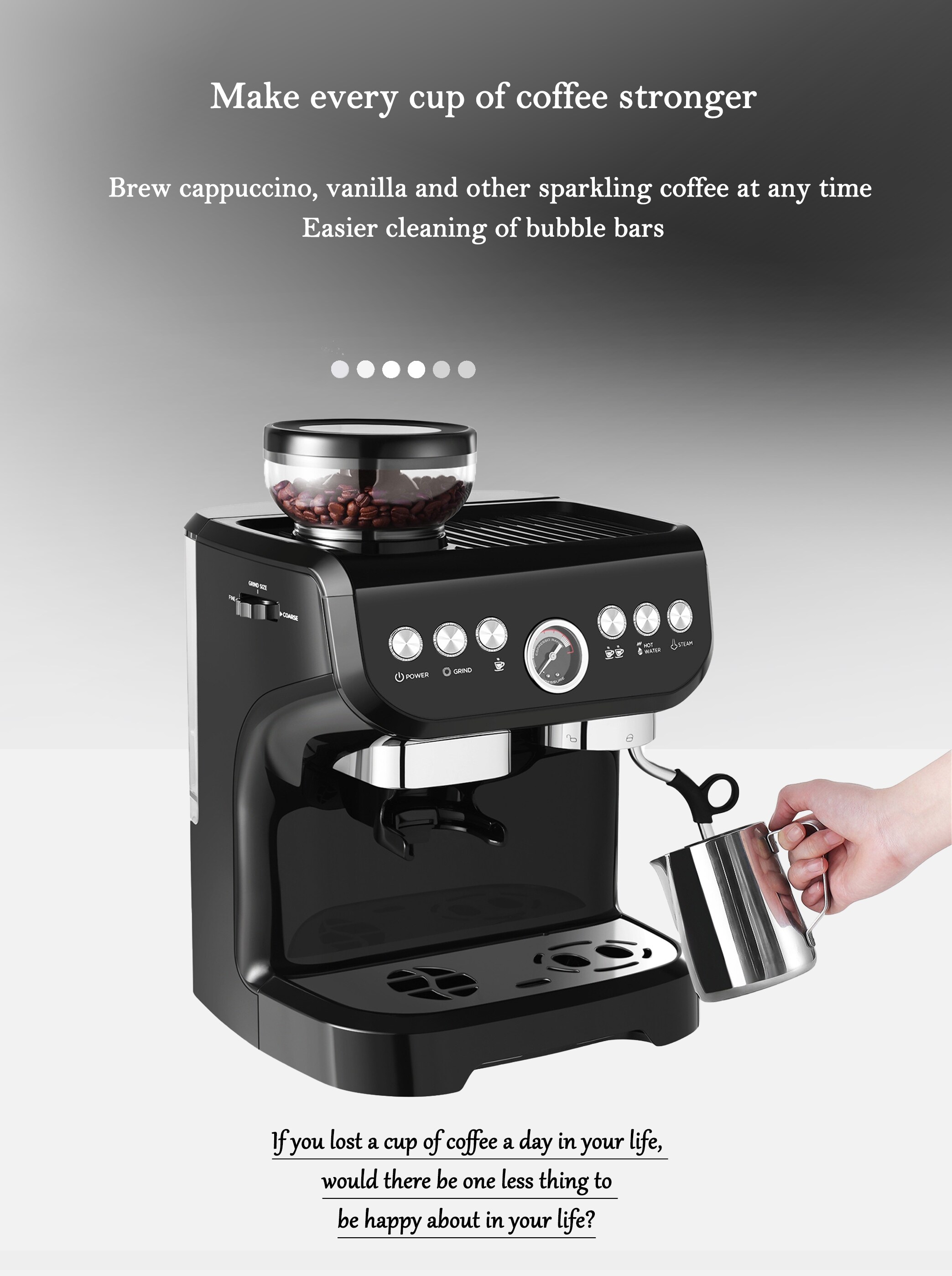Cafetera de goteo comercial/residencial de 10 tazas Jeremy Cass con apagado automático (Negro)