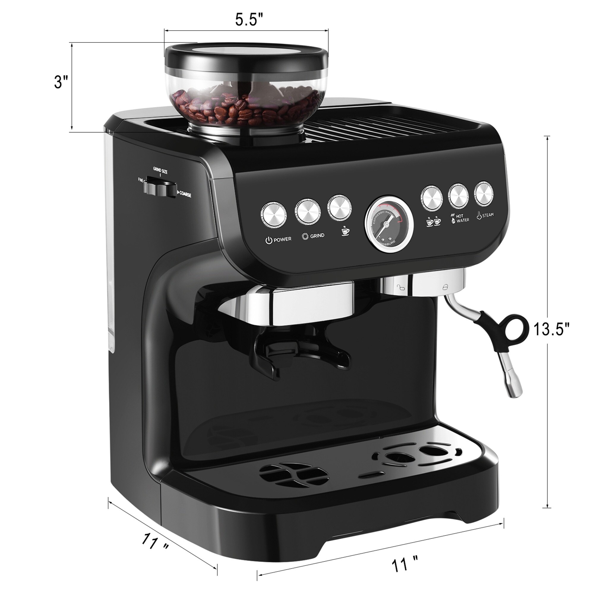 Cafetera de goteo comercial/residencial de 10 tazas Jeremy Cass con apagado automático (Negro)
