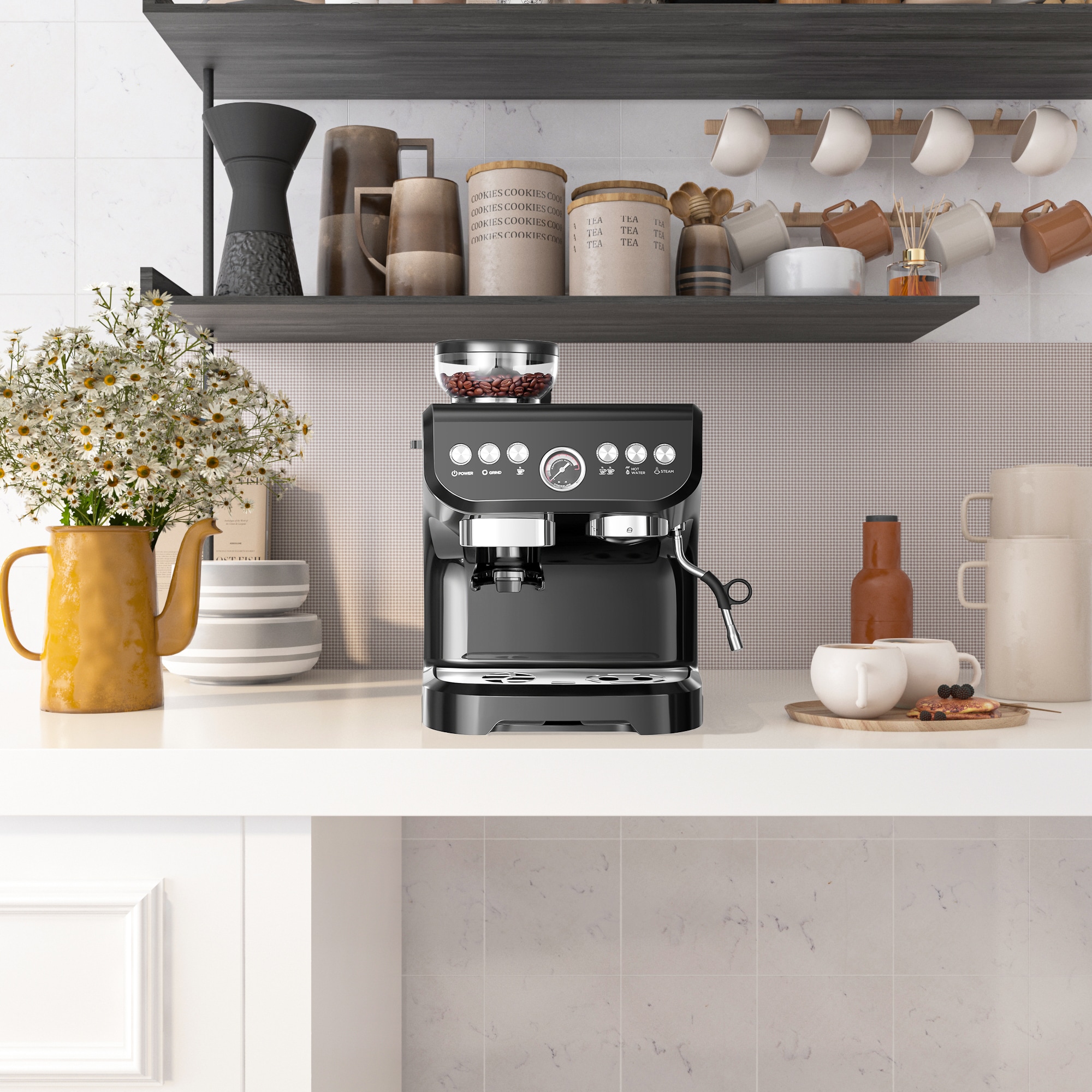 Cafetera de goteo comercial/residencial de 10 tazas Jeremy Cass con apagado automático (Negro)